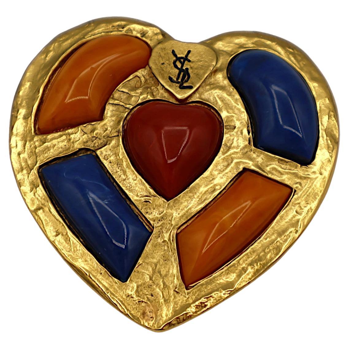 YVES SAINT LAURENT YSL Vintage Heart Brooch Pendant
