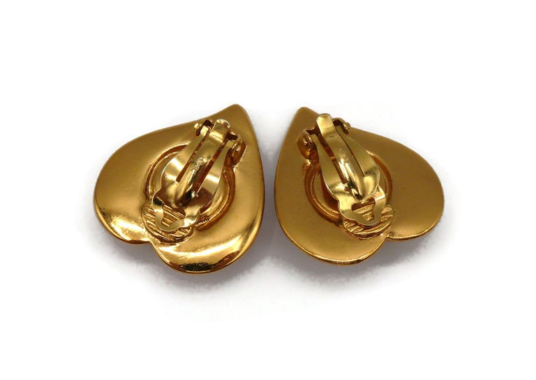 Boucles D'oreilles Vintage YVES SAINT-LAURENT - Clip En Forme De Croix Dorée, 3.2 Cm