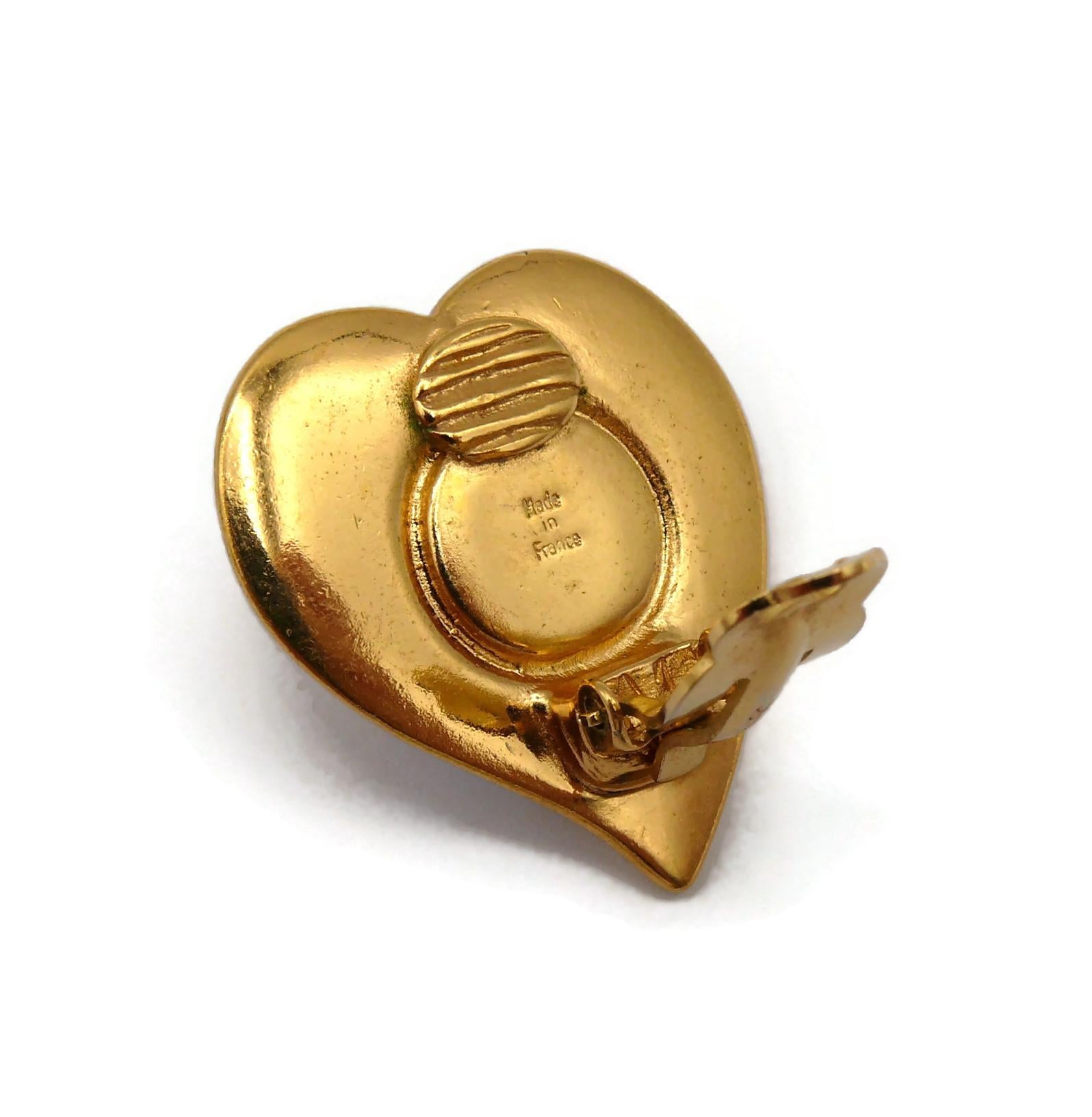 YVES SAINT LAURENT YSL Vintage Heart Clip-On Earrings For Sale 6