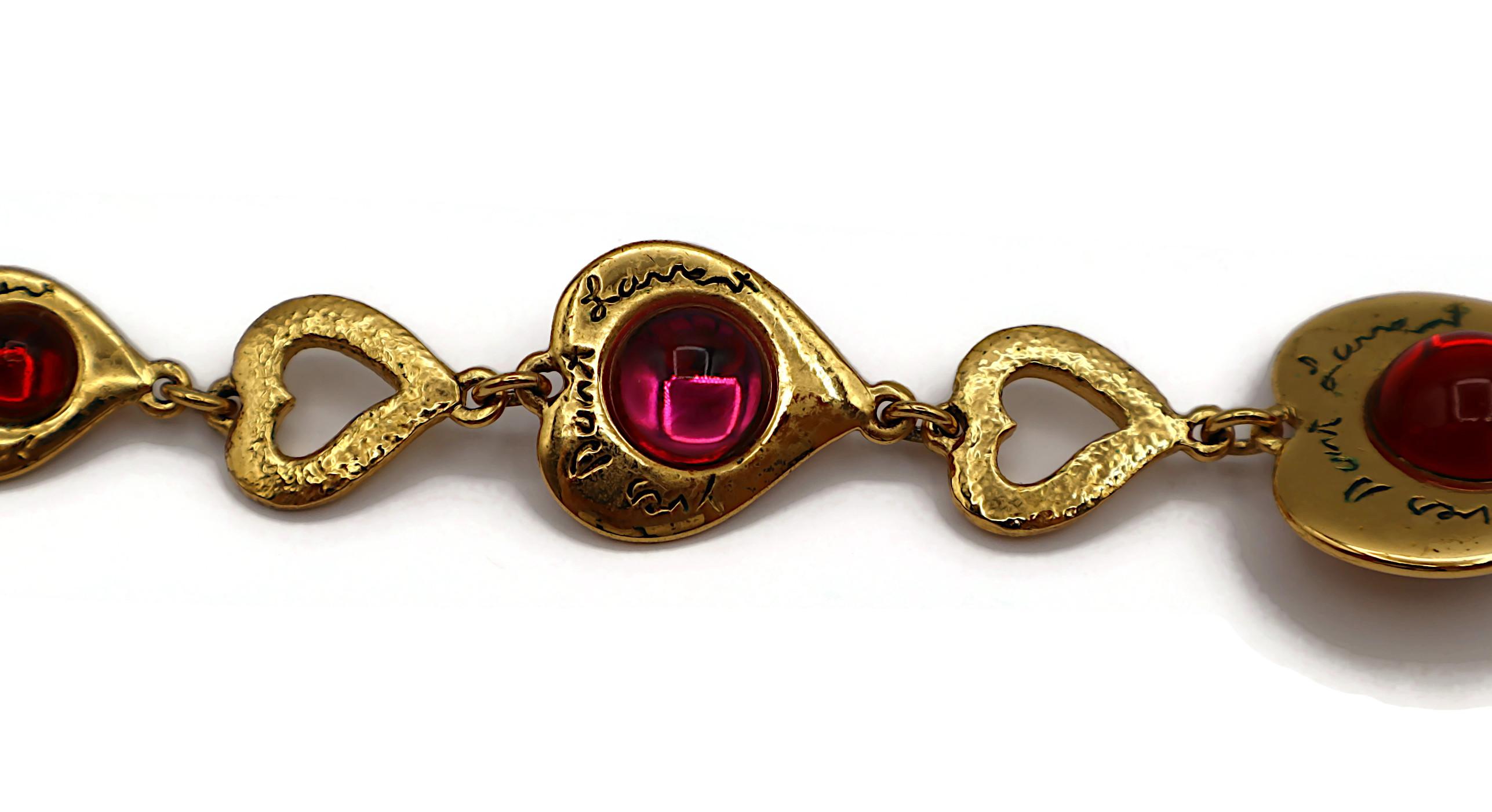Yves Saint Laurent YSL Collana Vintage con Cuore in Vetro Cabochon in vendita 8