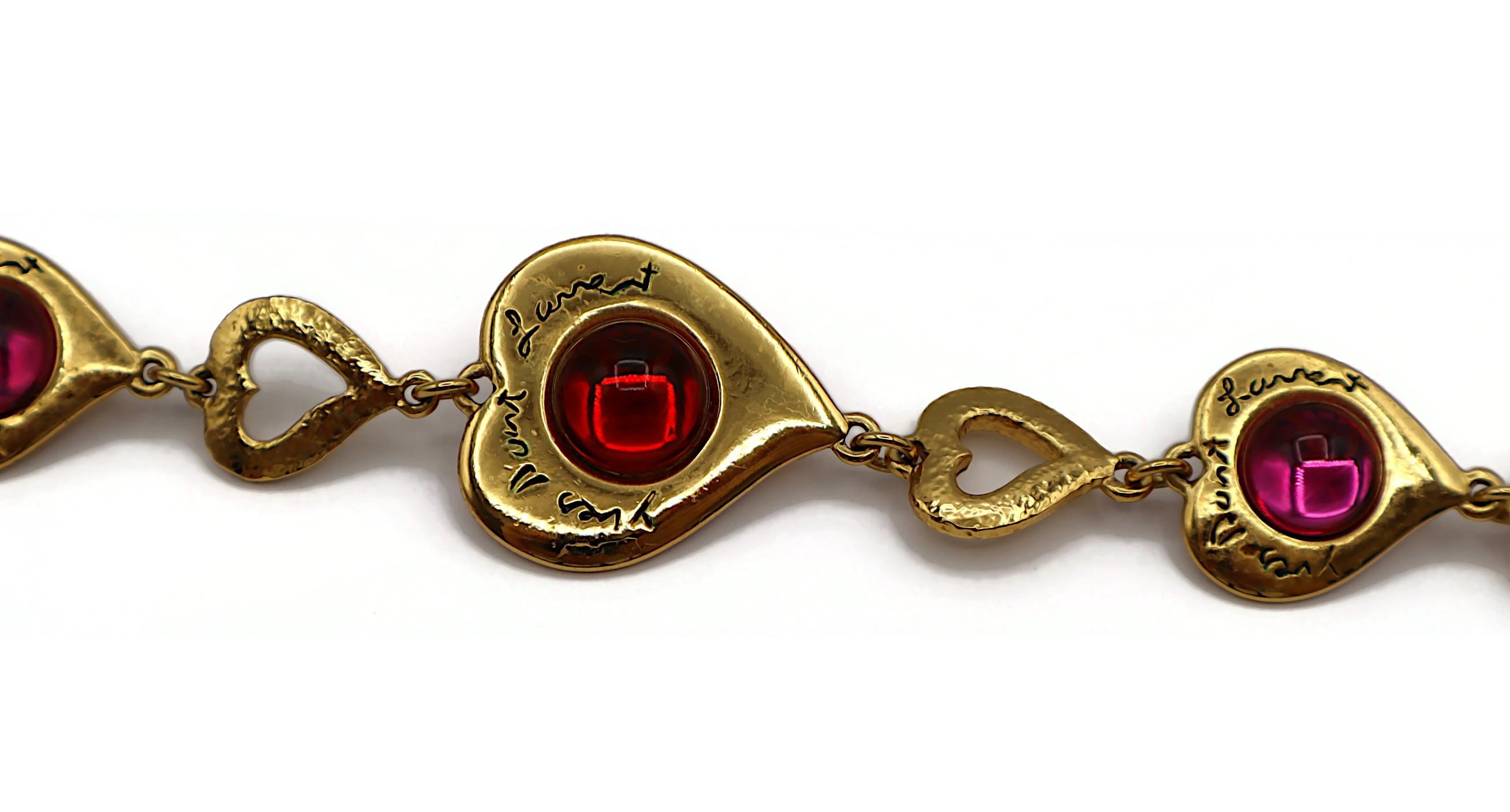 Yves Saint Laurent YSL Collana Vintage con Cuore in Vetro Cabochon in vendita 9
