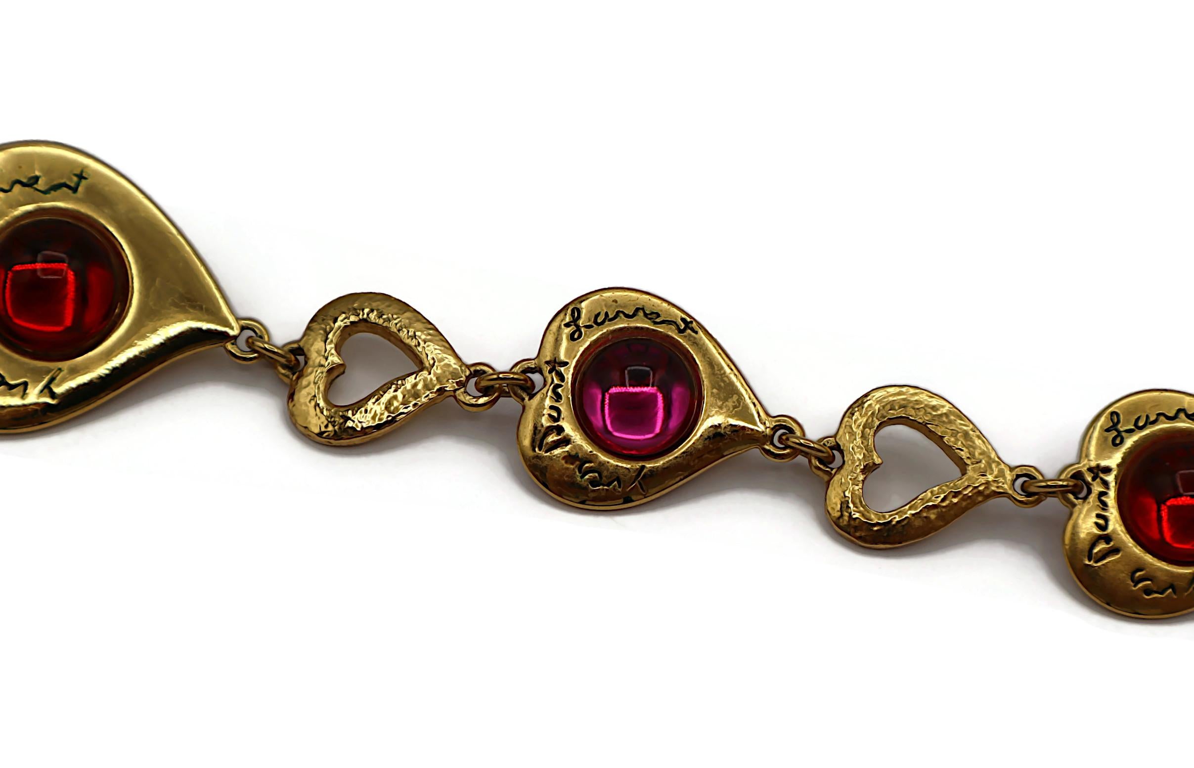 Yves Saint Laurent YSL Collana Vintage con Cuore in Vetro Cabochon in vendita 10