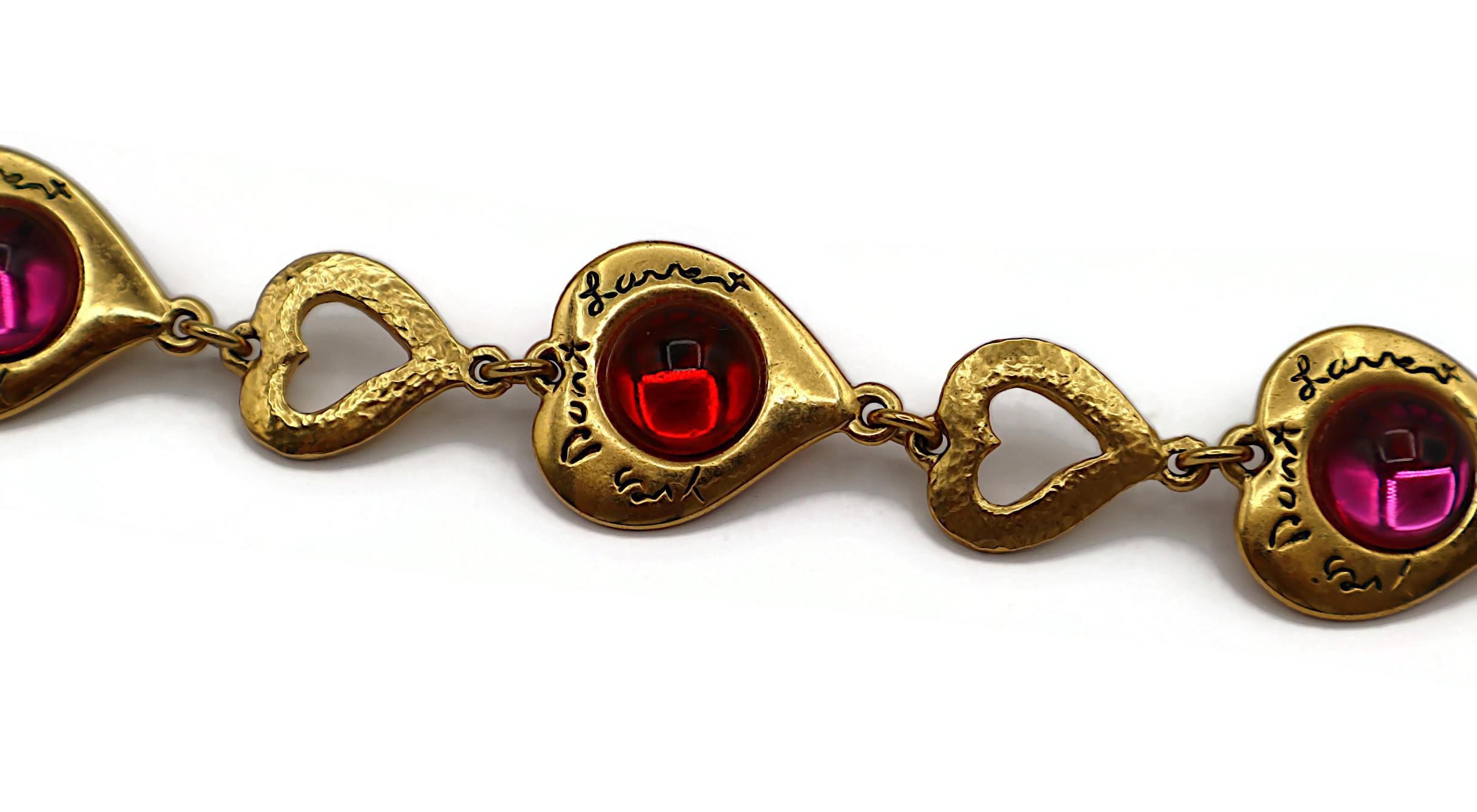 Yves Saint Laurent YSL Collana Vintage con Cuore in Vetro Cabochon in vendita 11