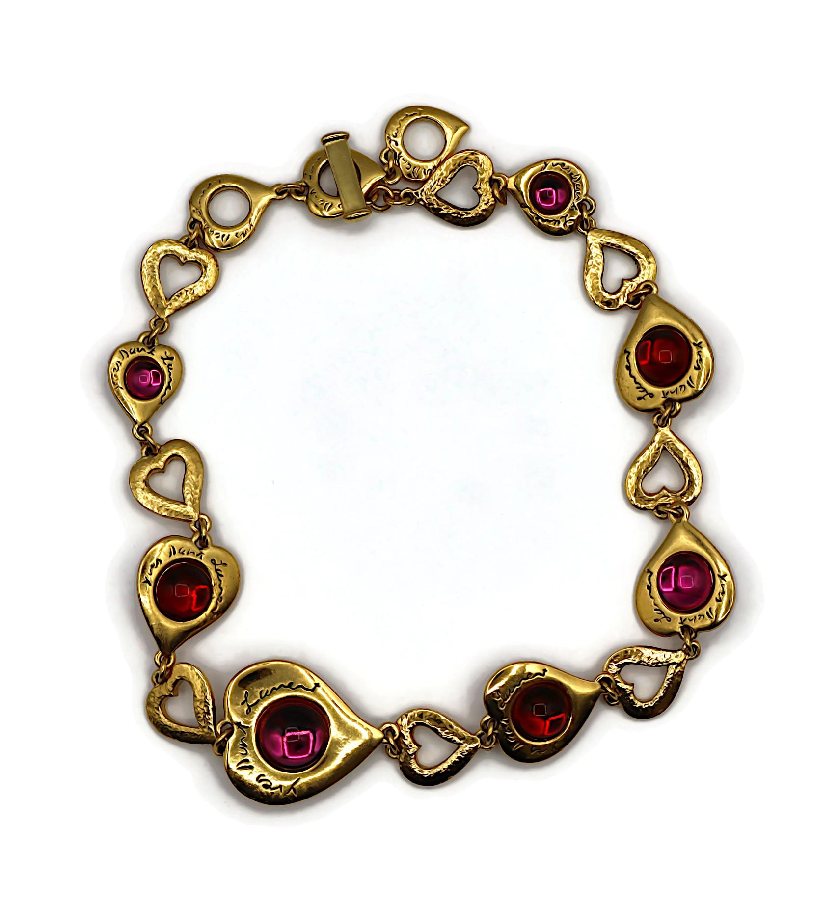 Yves Saint Laurent YSL Collana Vintage con Cuore in Vetro Cabochon In condizioni buone in vendita a Nice, FR