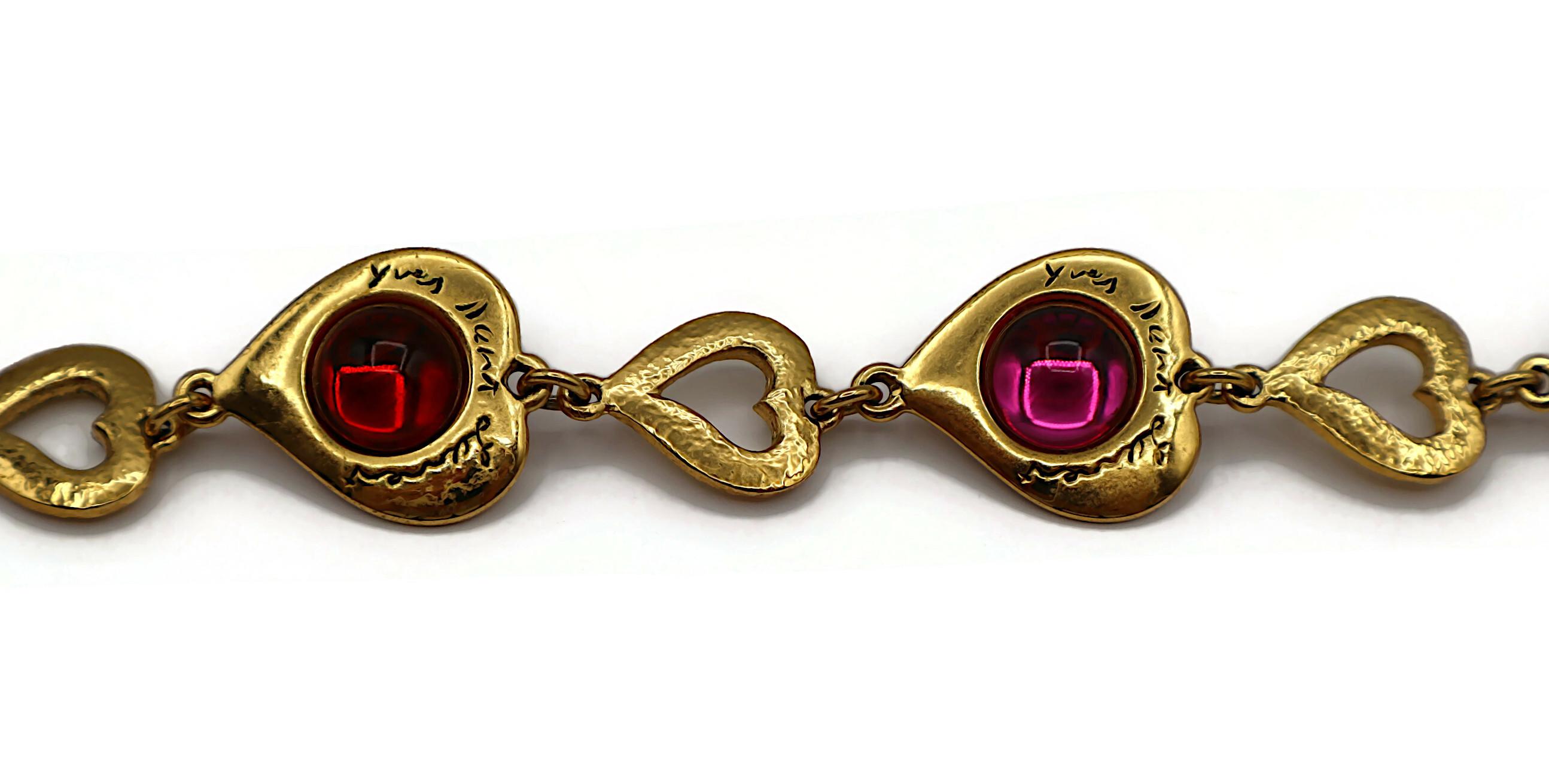 Yves Saint Laurent YSL Collana Vintage con Cuore in Vetro Cabochon in vendita 1