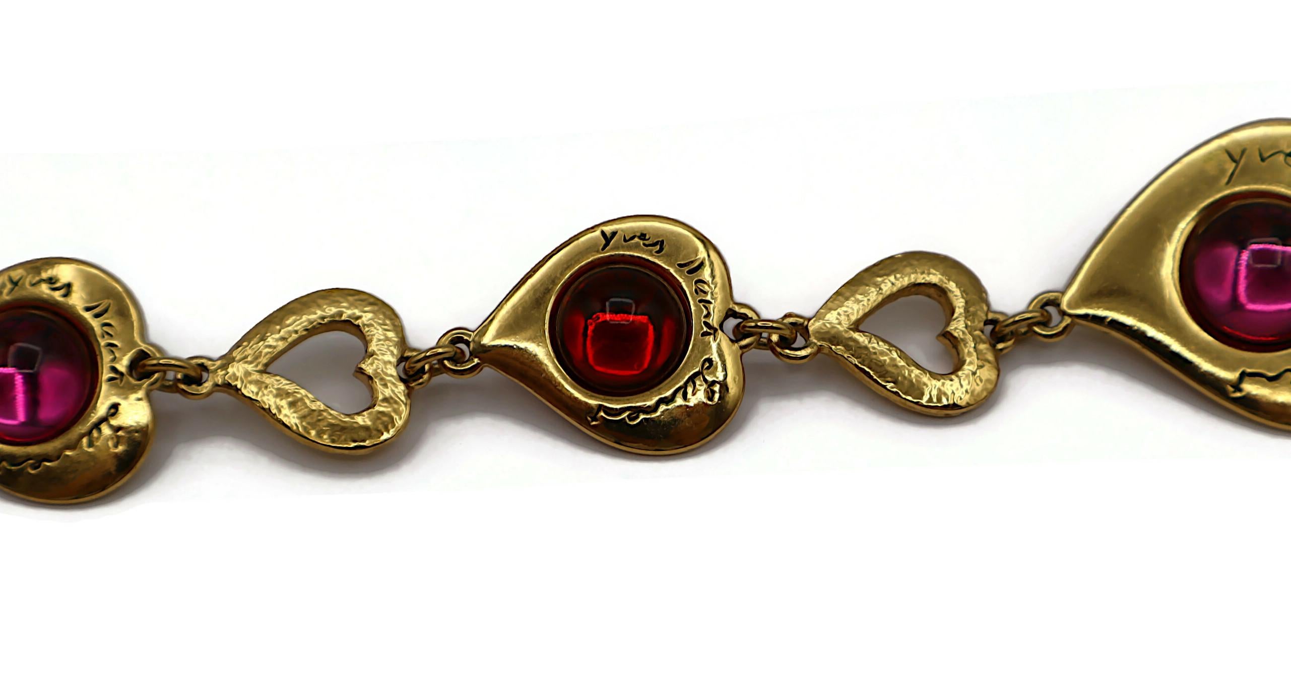 Yves Saint Laurent YSL Collana Vintage con Cuore in Vetro Cabochon in vendita 2