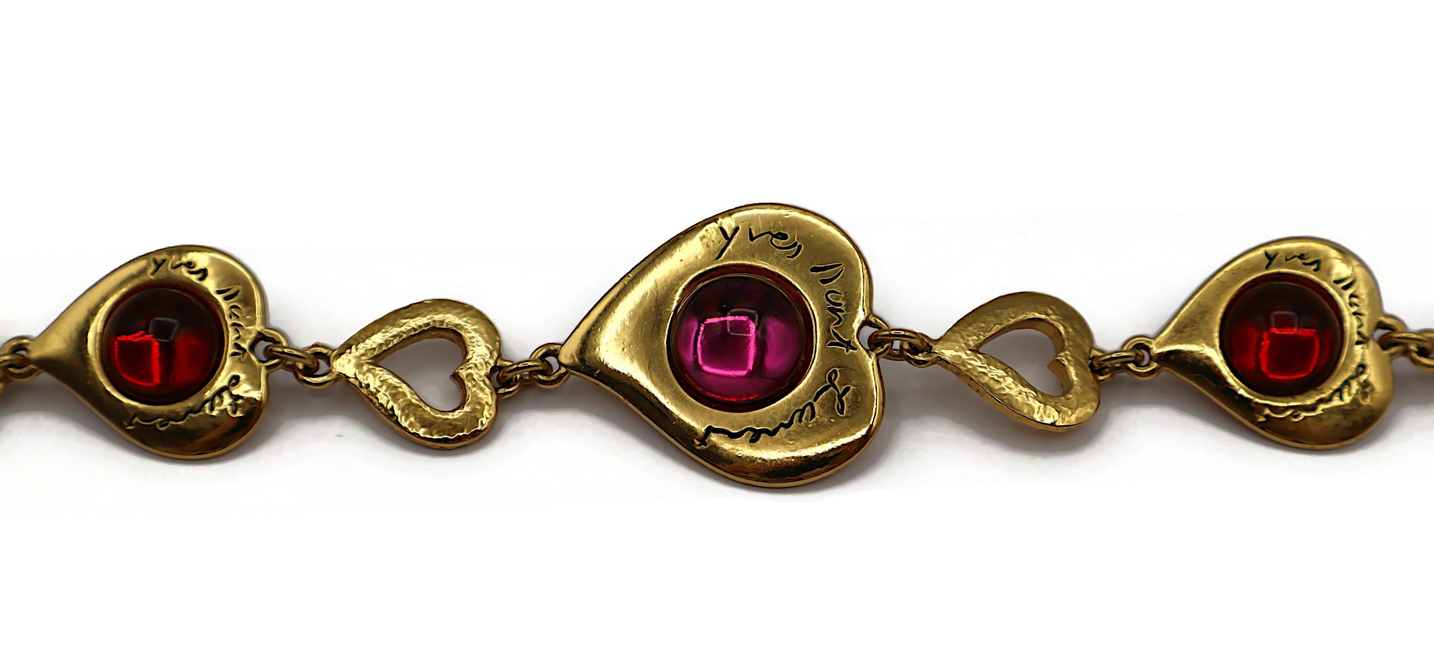 Yves Saint Laurent YSL Collana Vintage con Cuore in Vetro Cabochon in vendita 3