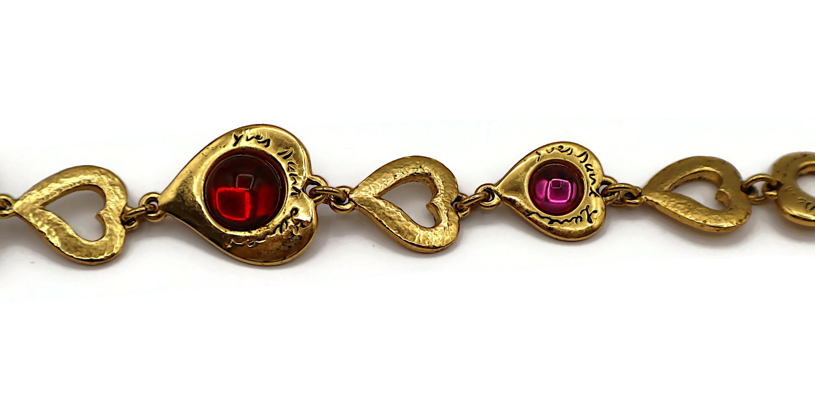 Yves Saint Laurent YSL Collana Vintage con Cuore in Vetro Cabochon in vendita 4