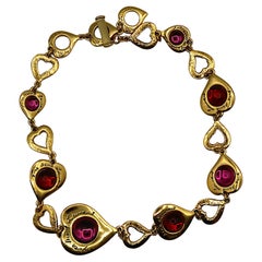 YVES SAINT LAURENT YSL Vintage Heart Glass Cabochon Necklace
