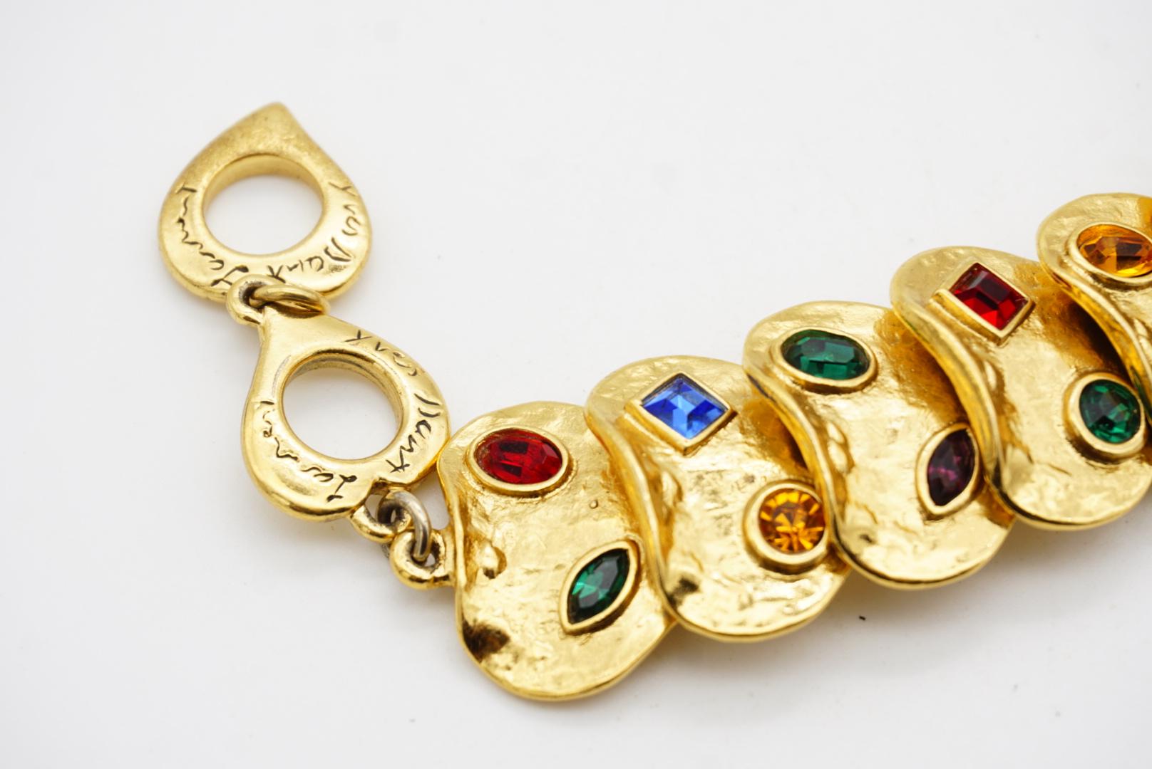 Yves Saint Laurent YSL Vintage Heart Love Ruby Emerald Sapphire Link Bracelet For Sale 7