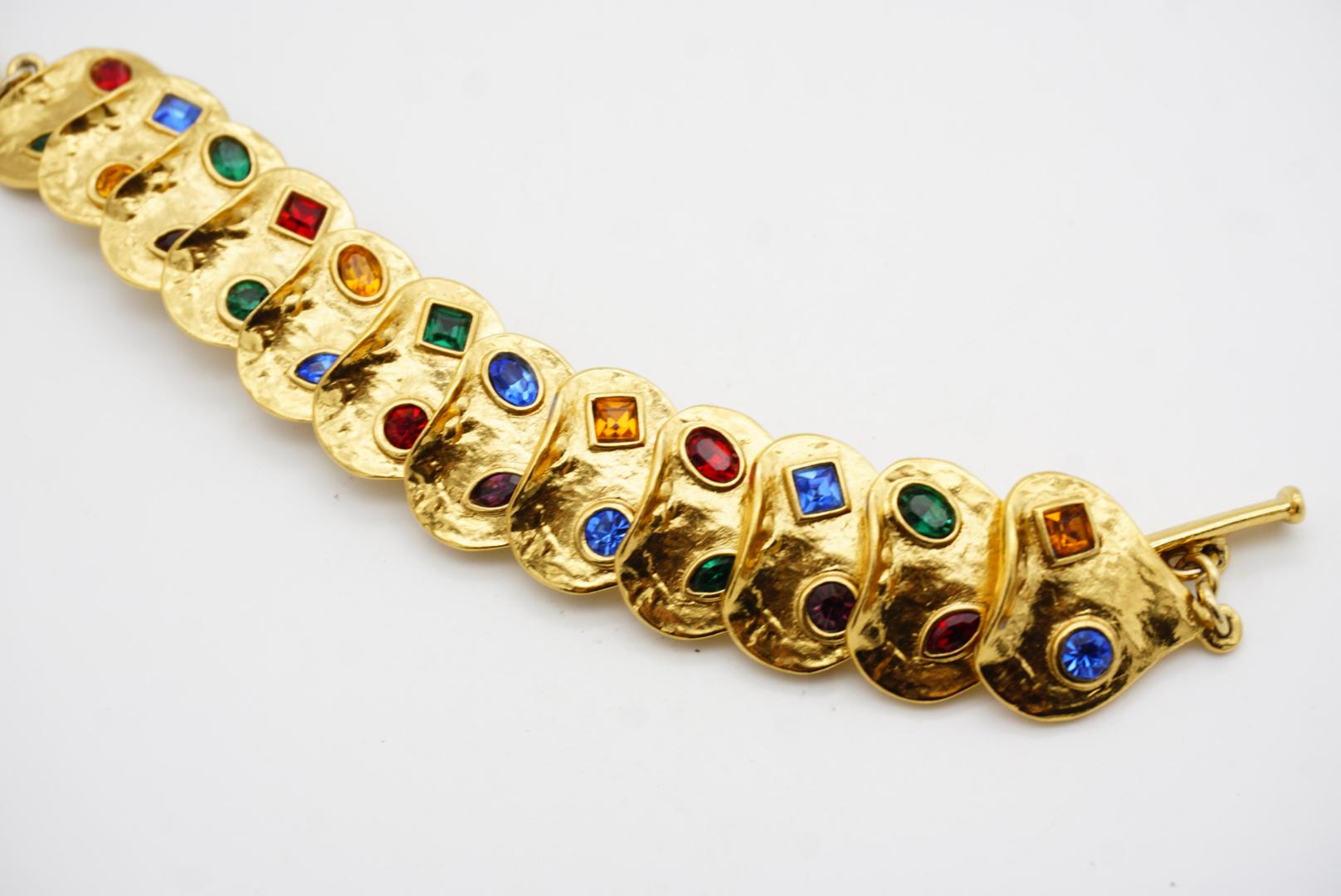 Yves Saint Laurent YSL Vintage Heart Love Ruby Emerald Sapphire Link Bracelet For Sale 8