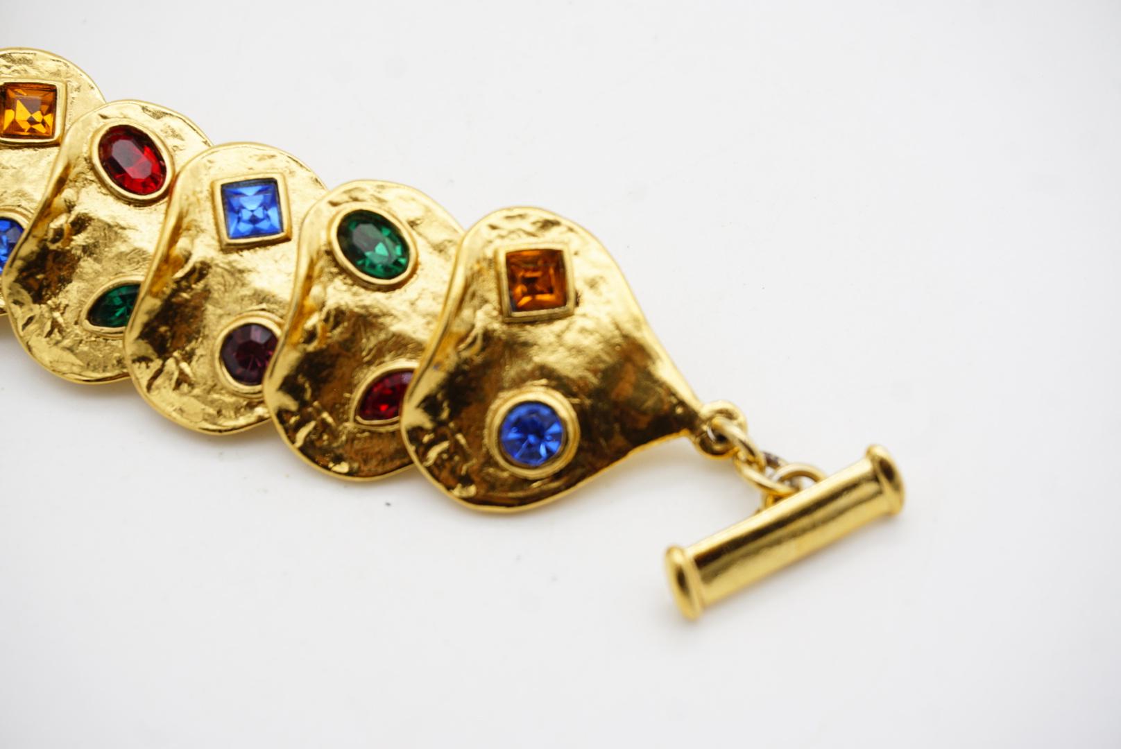 Yves Saint Laurent YSL Vintage Heart Love Ruby Emerald Sapphire Link Bracelet For Sale 9