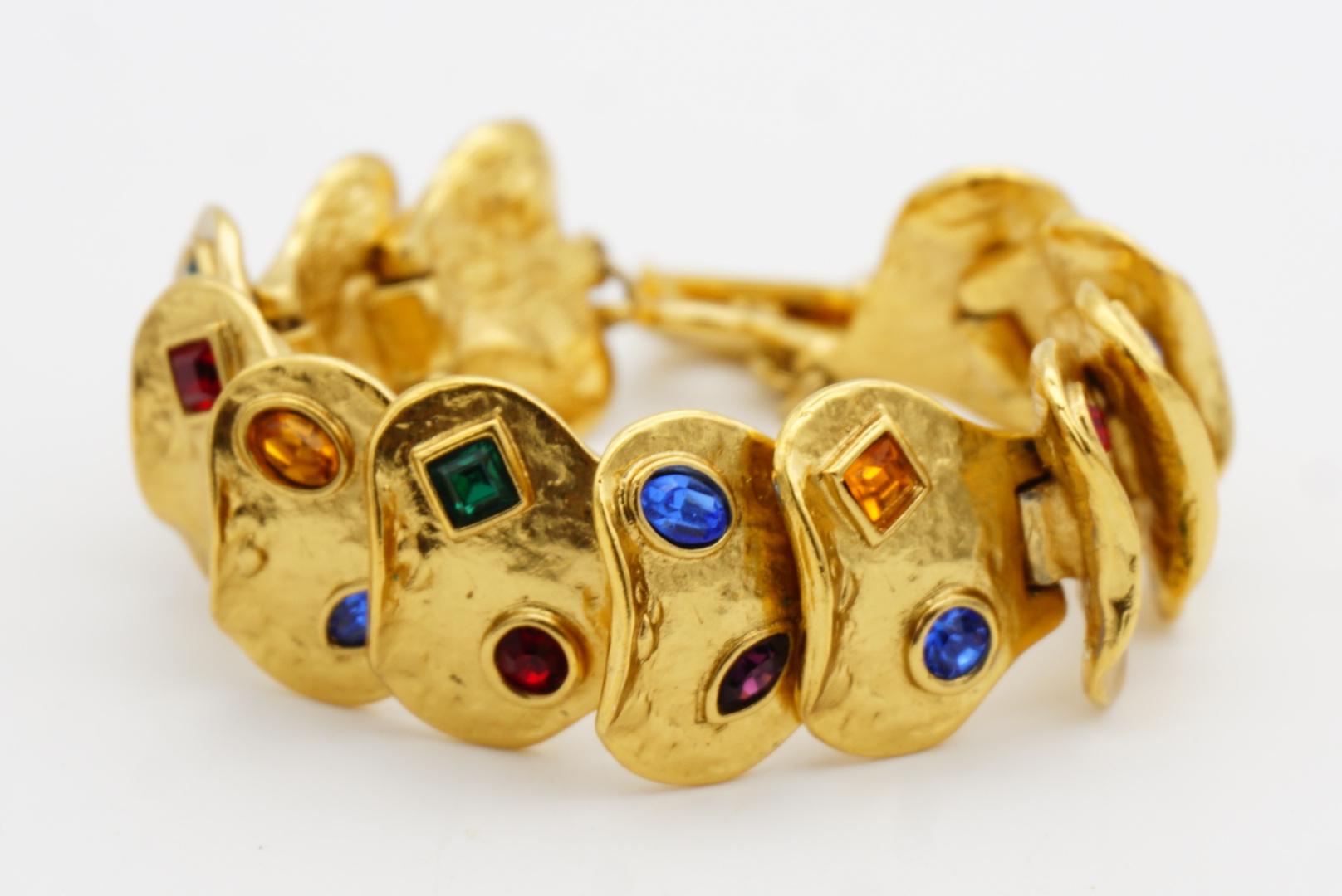 Yves Saint Laurent YSL Vintage Heart Love Ruby Emerald Sapphire Link Bracelet For Sale 13