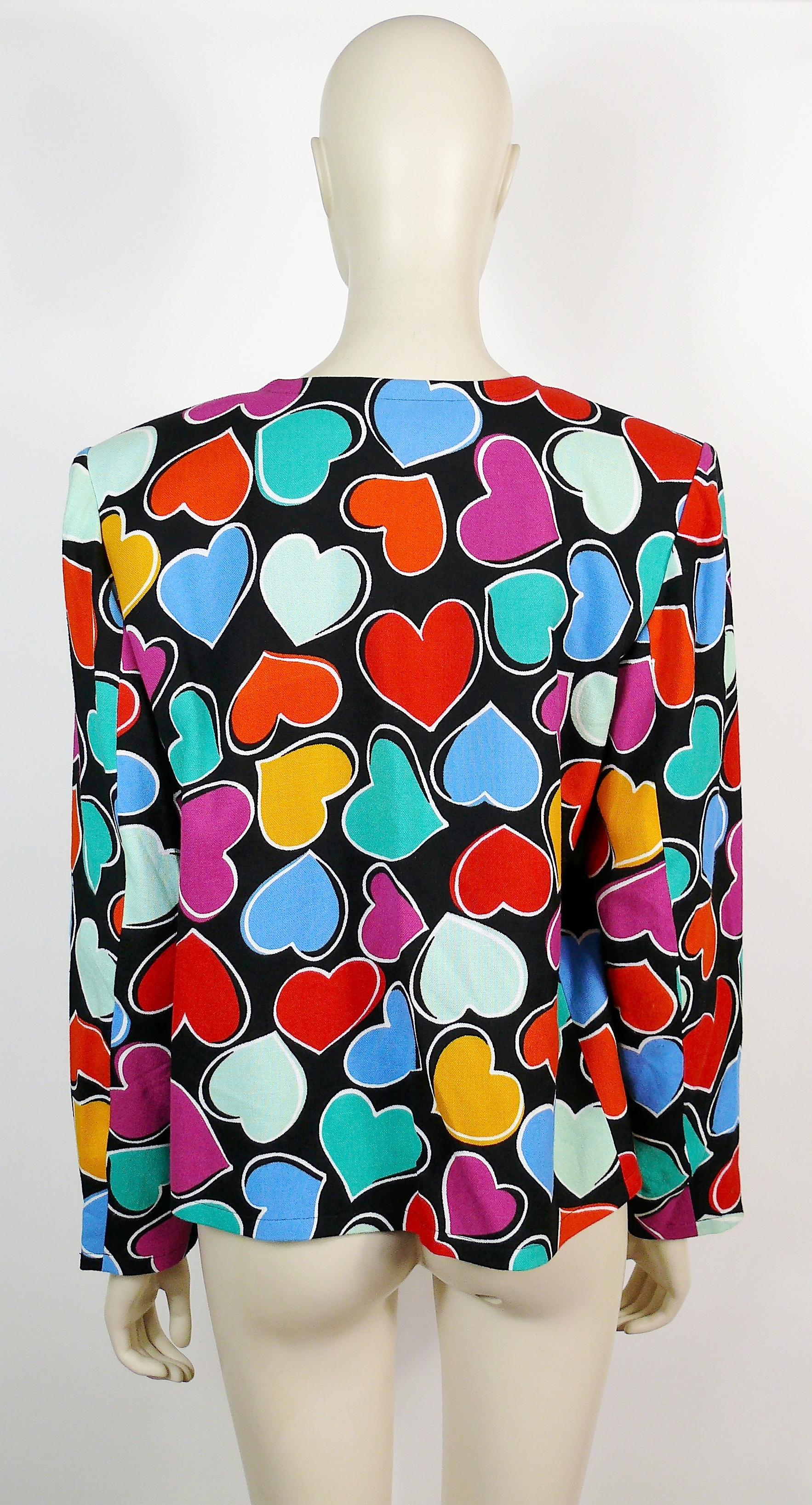 Women's Yves Saint Laurent YSL Vintage Heart Print Open Jacket