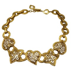 YVES SAINT LAURENT YSL Vintage Heart & Star Necklace