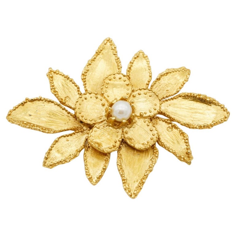 YVES SAINT LAURENT Vintage Gold Plated Flower Brooch Ysl Rive Gauche  Jewelry -  Denmark