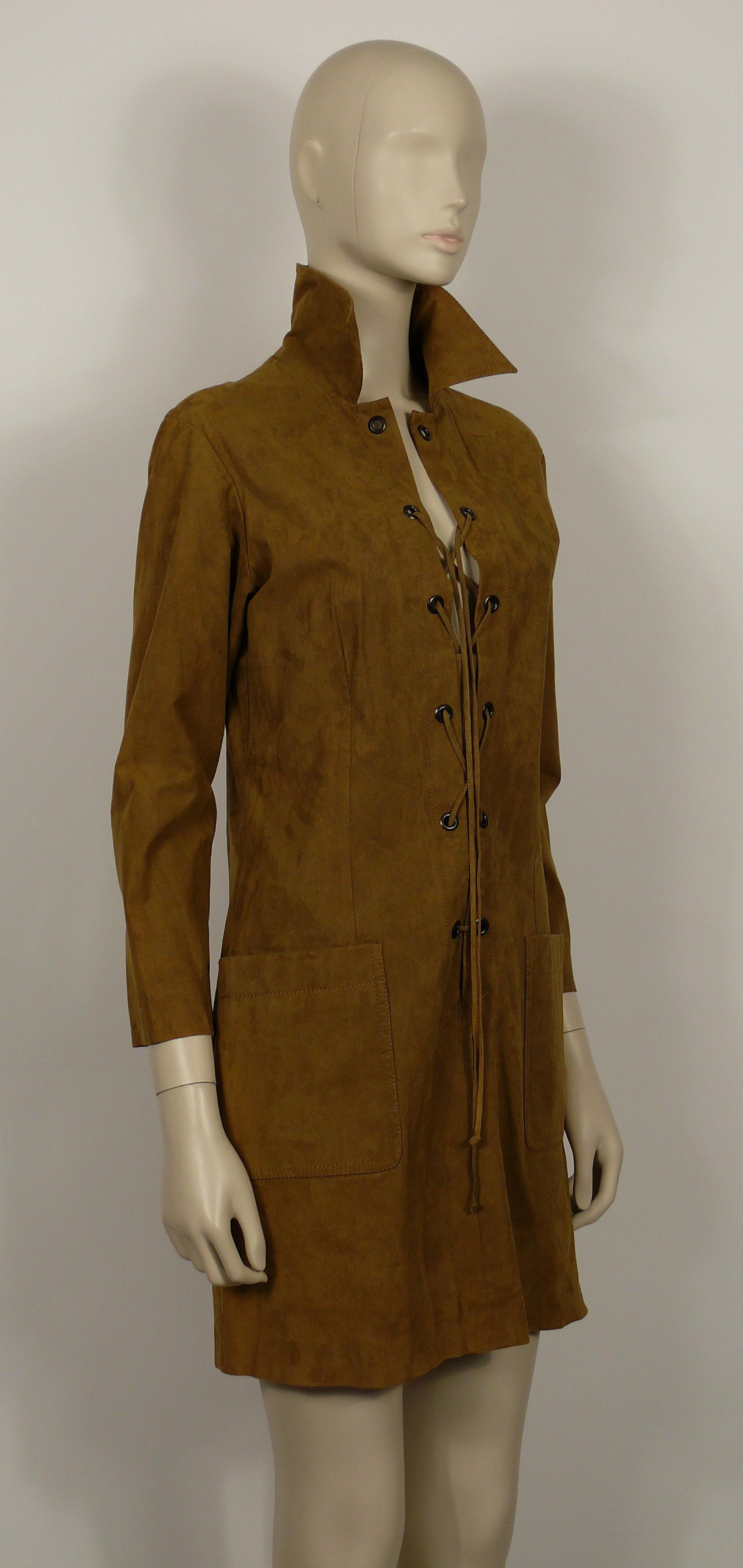 Marron Yves Saint Laurent YSL Vintage Icone Brown Safari Dress  en vente