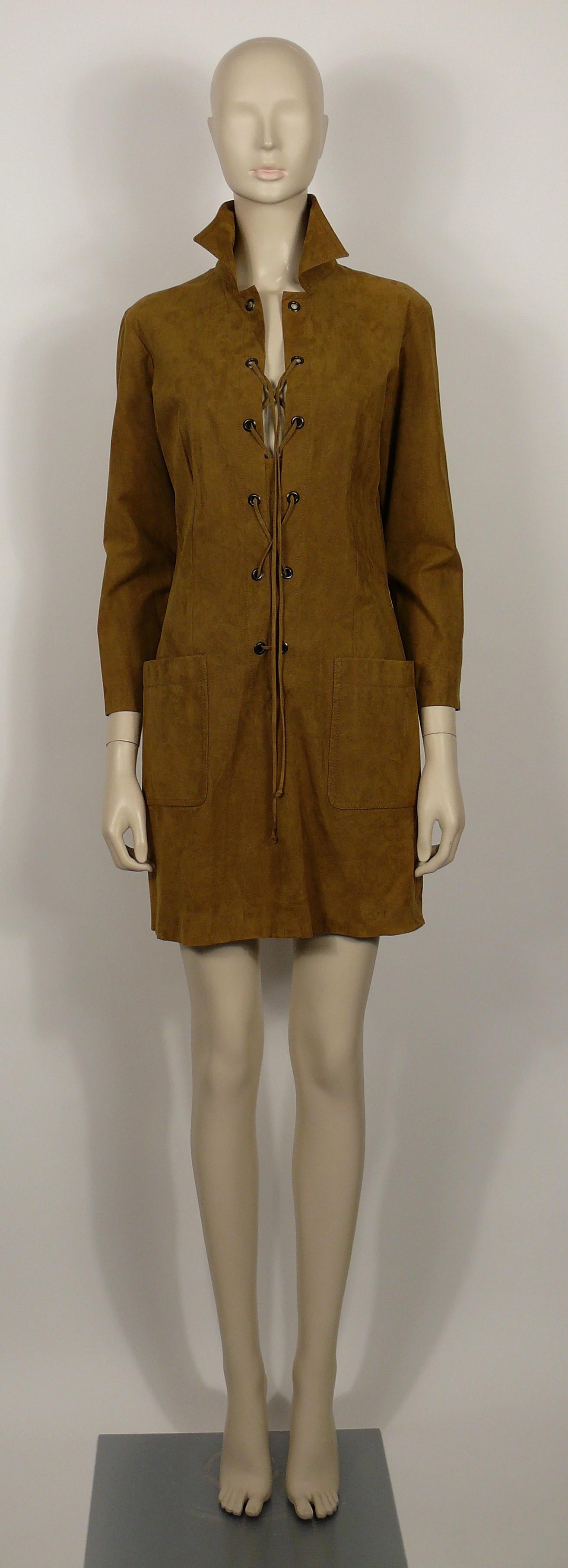 Yves Saint Laurent YSL Vintage Icone Brown Safari Dress  Bon état - En vente à Nice, FR