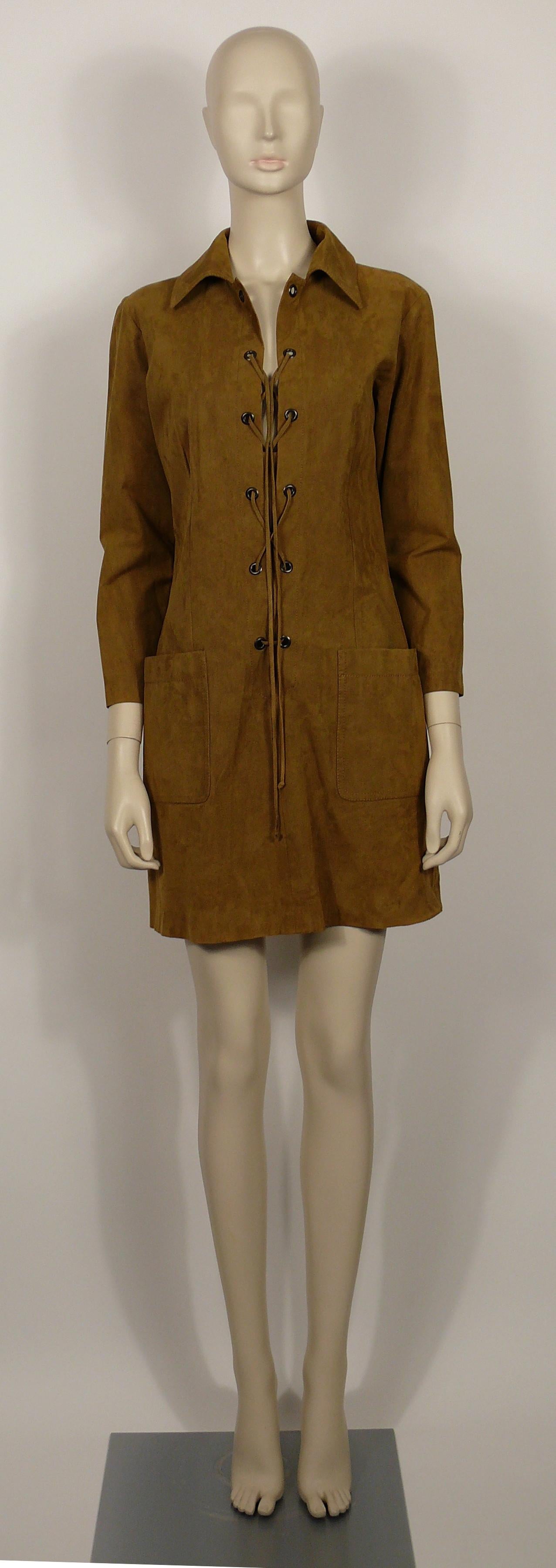 Yves Saint Laurent YSL Vintage Iconic Brown Safari Dress  In Good Condition For Sale In Nice, FR