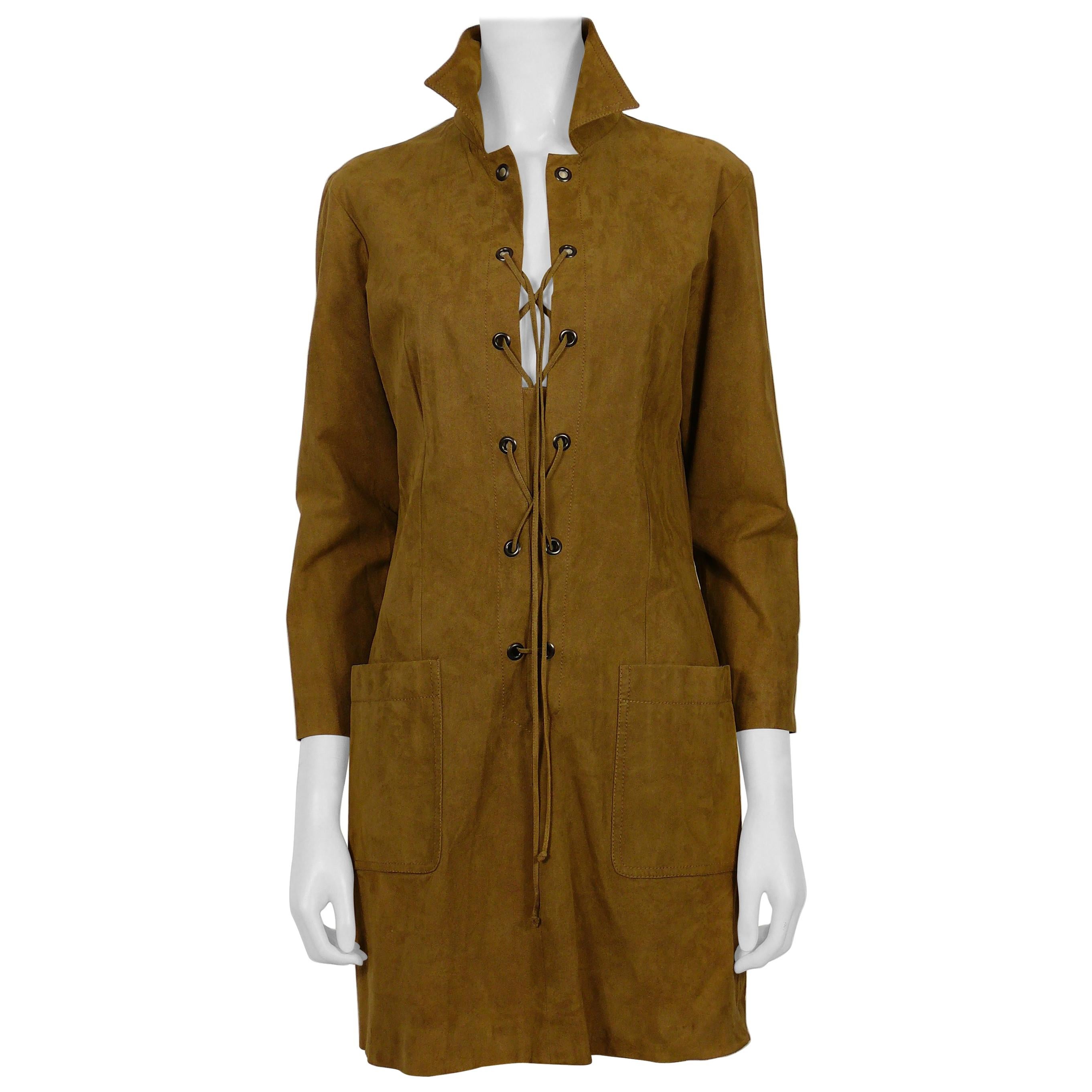 Yves Saint Laurent YSL Vintage Iconic Brown Safari Dress  For Sale
