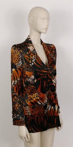 Yves Saint Laurent YSL Vintage Iconic Double-Breasted Leopard Tiger Print Jacket