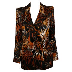 Yves Saint Laurent YSL Vintage Iconic Double-Breasted Leopard Tiger Print Jacket