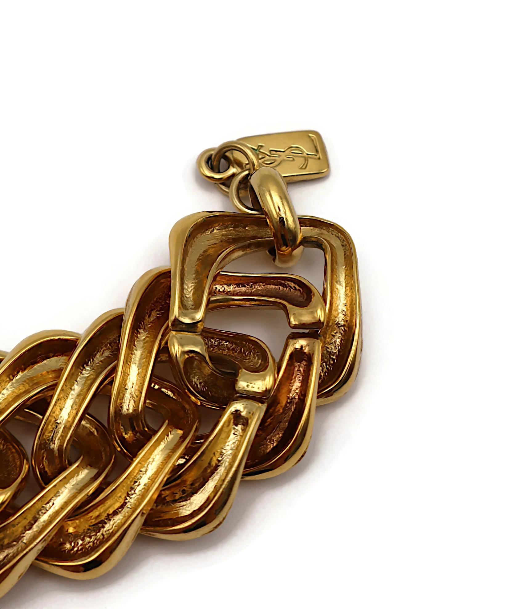 YVES SAINT LAURENT YSL Collar Icónico Vintage con Cadena en Tono Dorado en venta 16