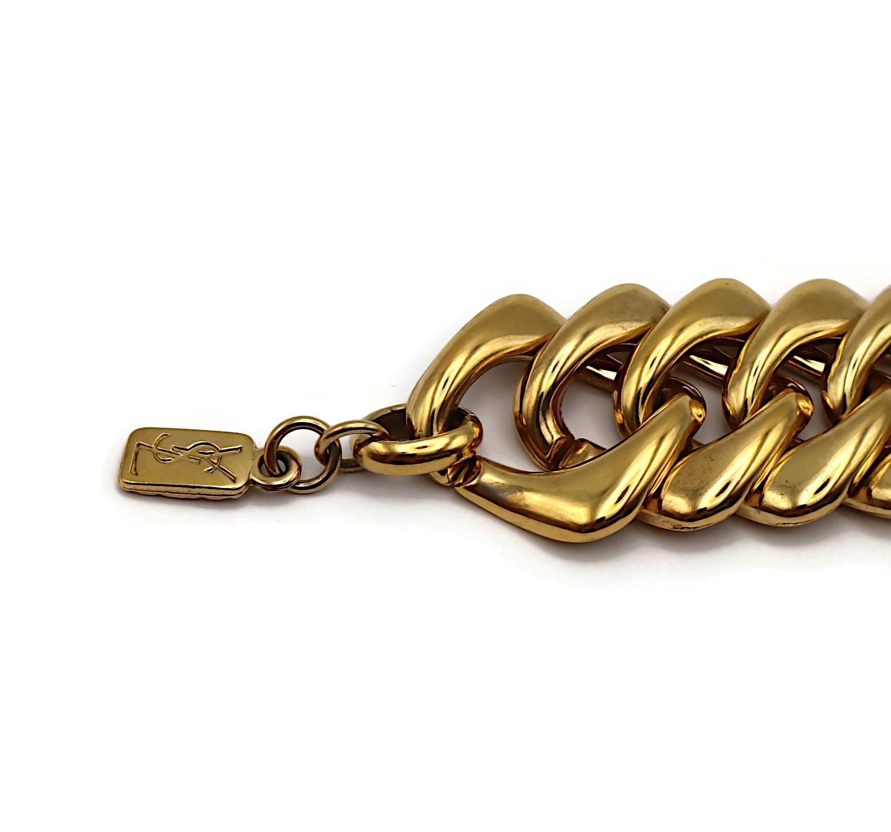 De las mujeres YVES SAINT LAURENT YSL Collar Icónico Vintage con Cadena en Tono Dorado en venta