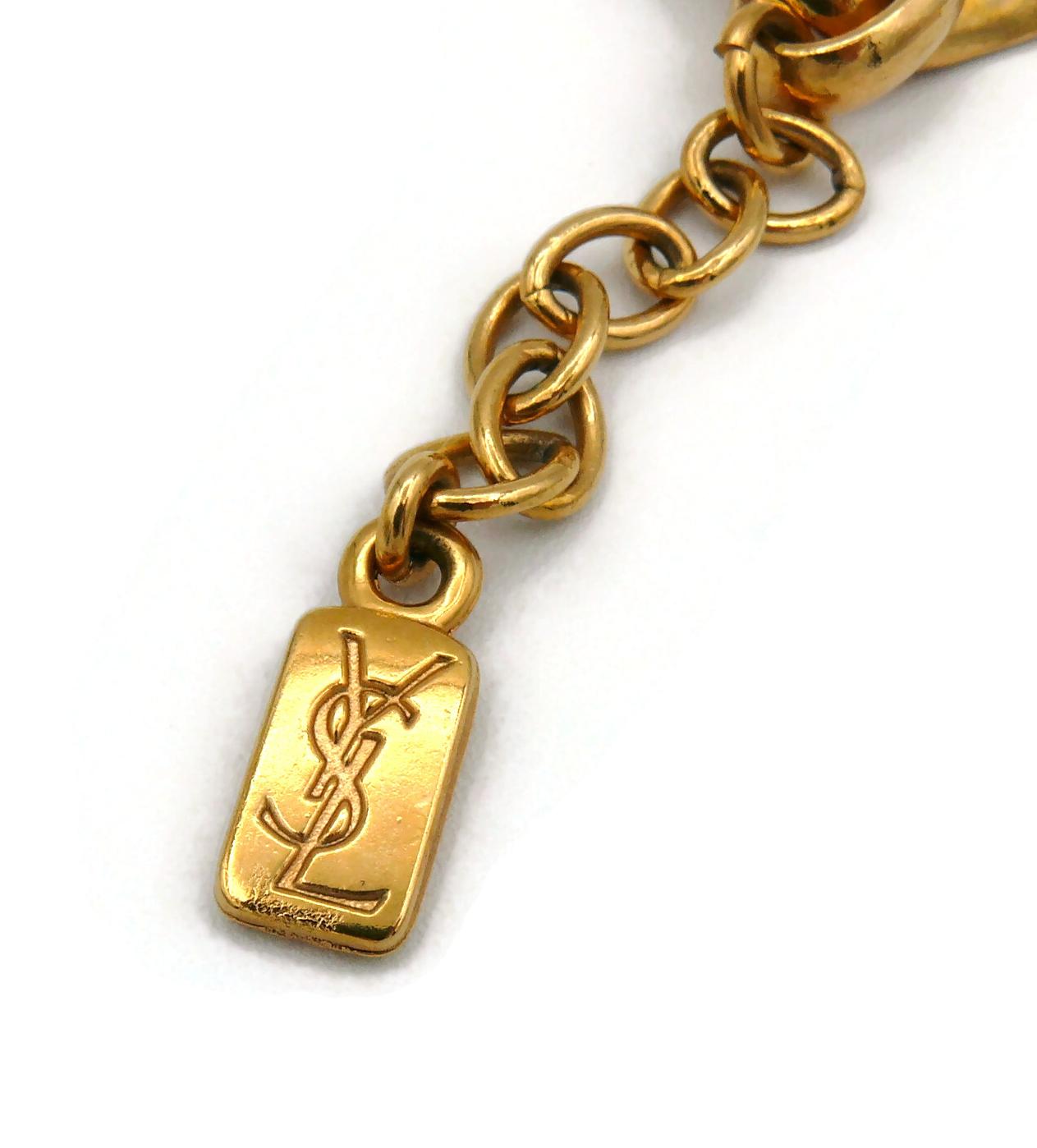 Yves Saint Laurent YSL Vintage Iconic Gold Toned Curb Chain Necklace 3