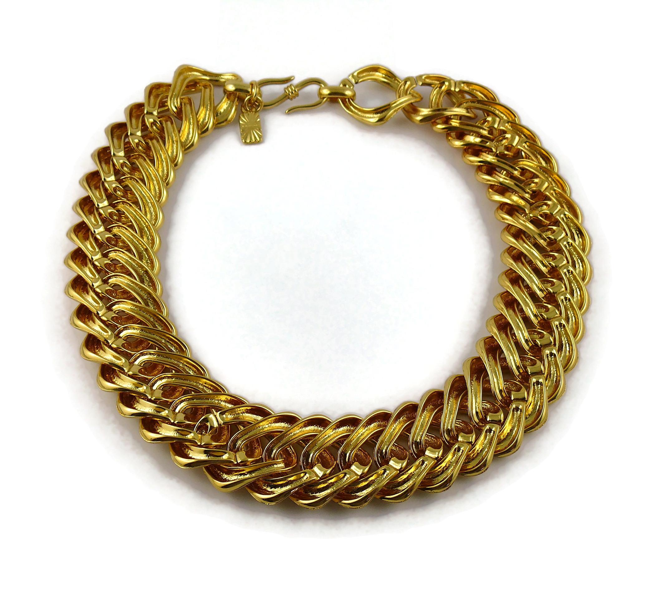 Yves Saint Laurent YSL Vintage Iconic Gold Toned Curb Chain Necklace 2