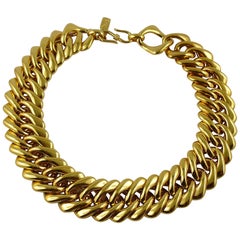 Yves Saint Laurent YSL Vintage Iconic Gold Toned Curb Chain Necklace