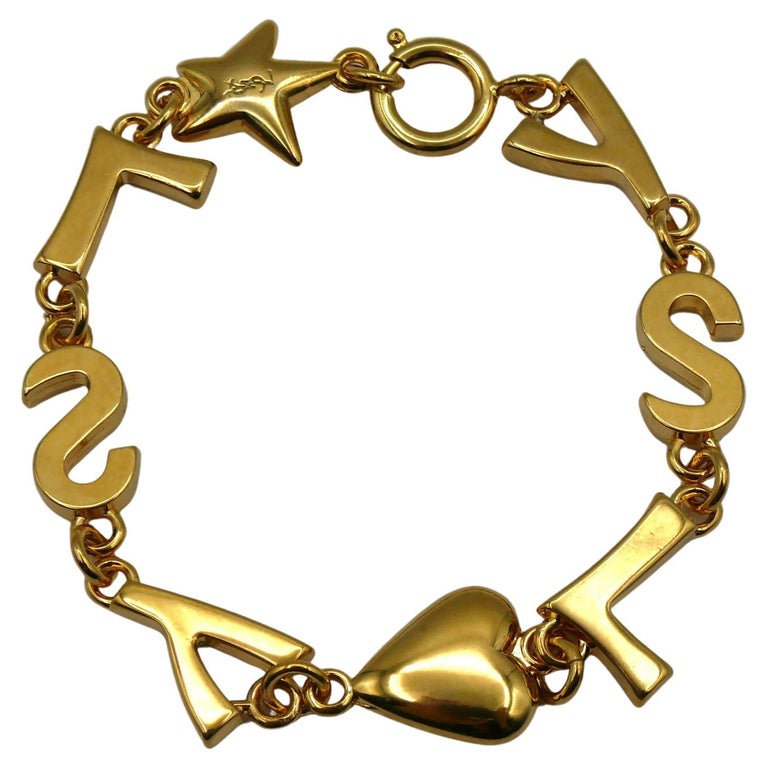 YVES SAINT LAURENT YSL Vintage Iconic Initials Heart Star Bracelet For ...