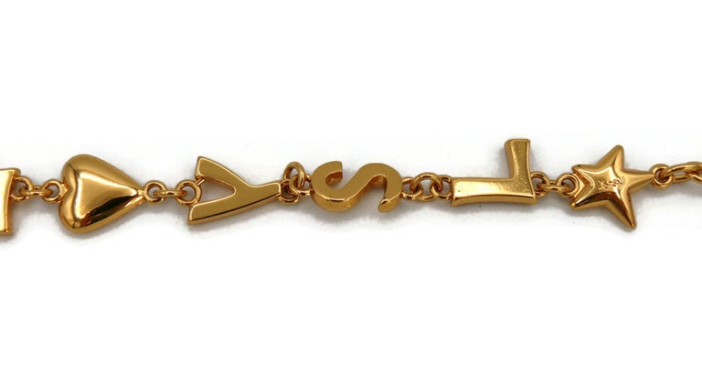 YVES SAINT LAURENT YSL Vintage Iconic Initials Hearts Stars Necklace ...
