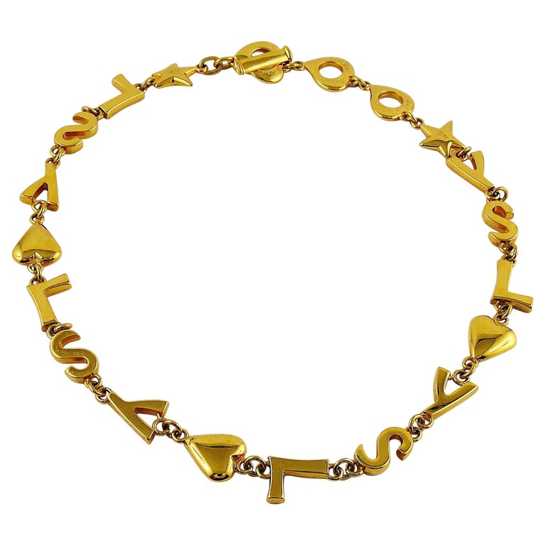 Yves Saint Laurent YSL Vintage Iconic Initials Hearts Stars Necklace