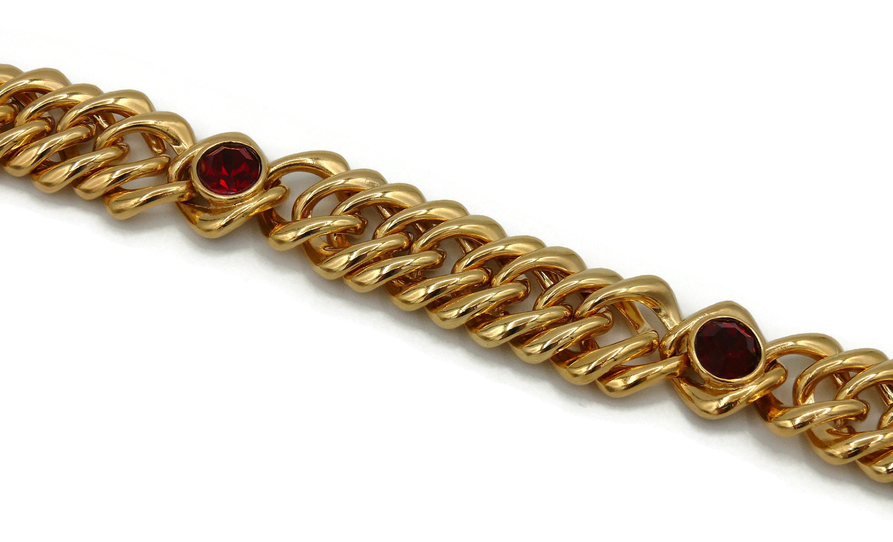Yves Saint Laurent YSL Collier vintage emblématique à chaîne boucle courbée orné de bijoux en vente 2