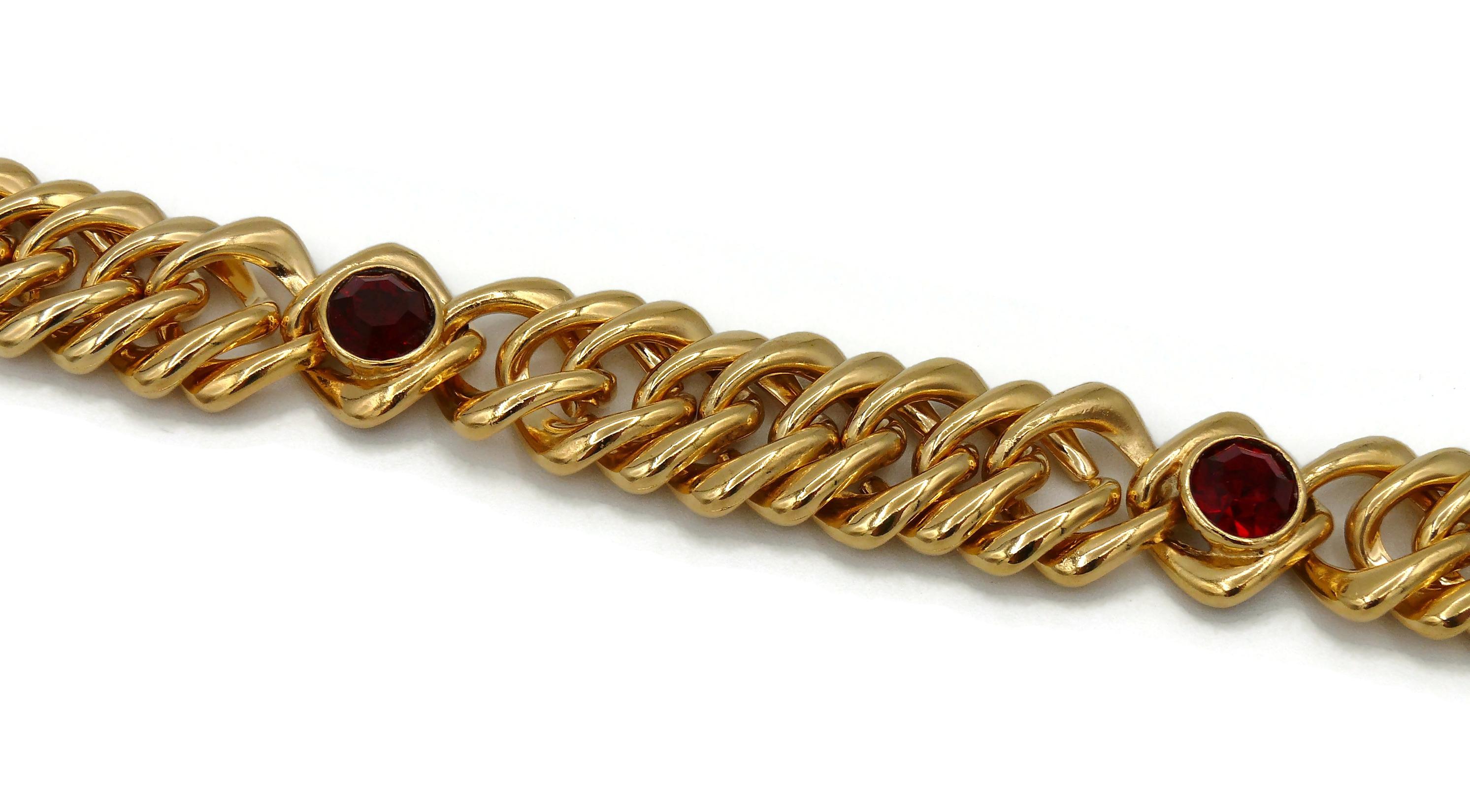 Yves Saint Laurent YSL Collier vintage emblématique à chaîne boucle courbée orné de bijoux en vente 3