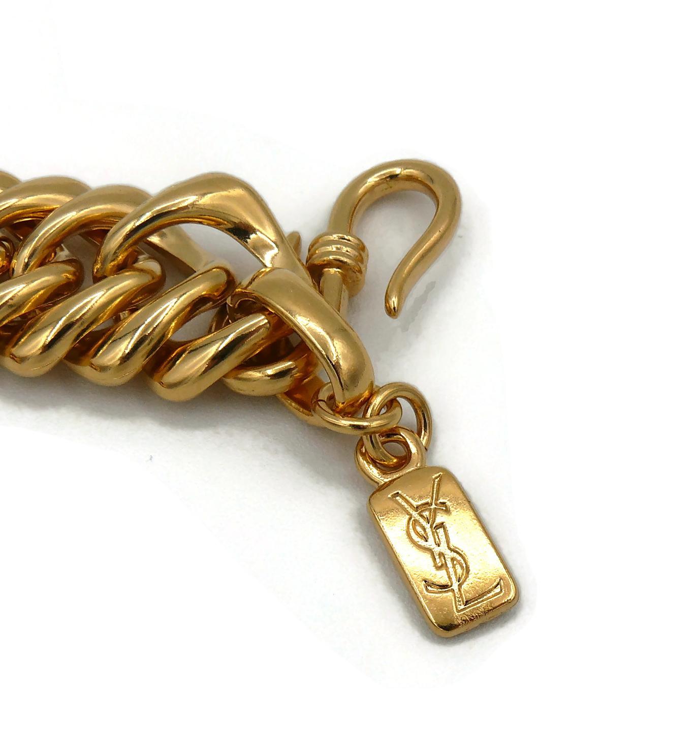 Yves Saint Laurent YSL Collier vintage emblématique à chaîne boucle courbée orné de bijoux en vente 3