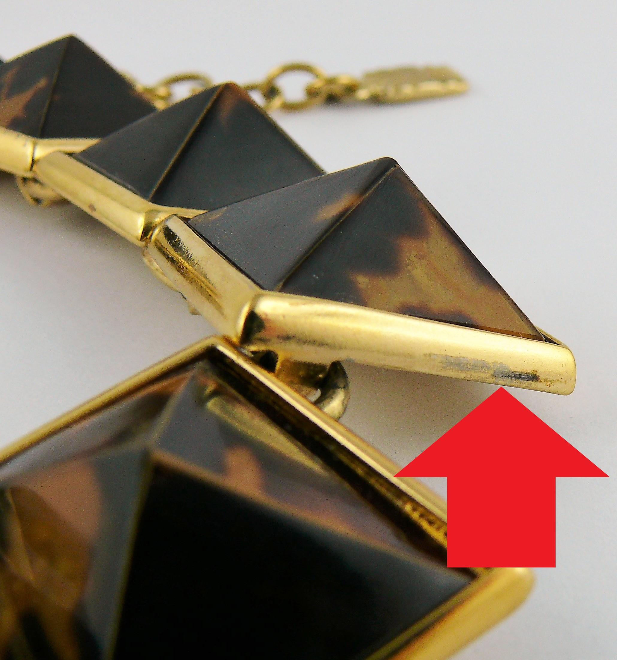 Yves Saint Laurent YSL Vintage Iconic Leopard Pyramid Necklace For Sale 8