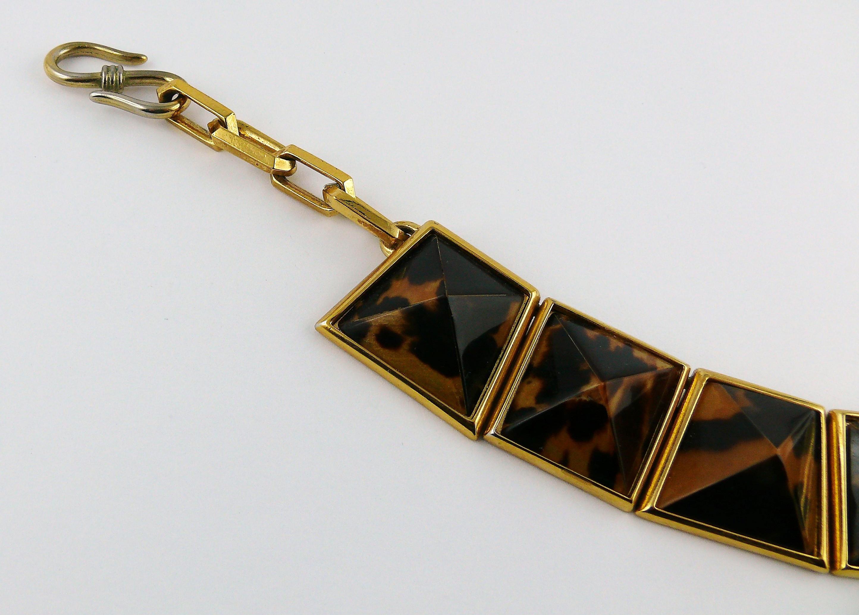 Yves Saint Laurent YSL Vintage Ikonische Leopard- Pyramiden-Halskette im Zustand „Relativ gut“ im Angebot in Nice, FR
