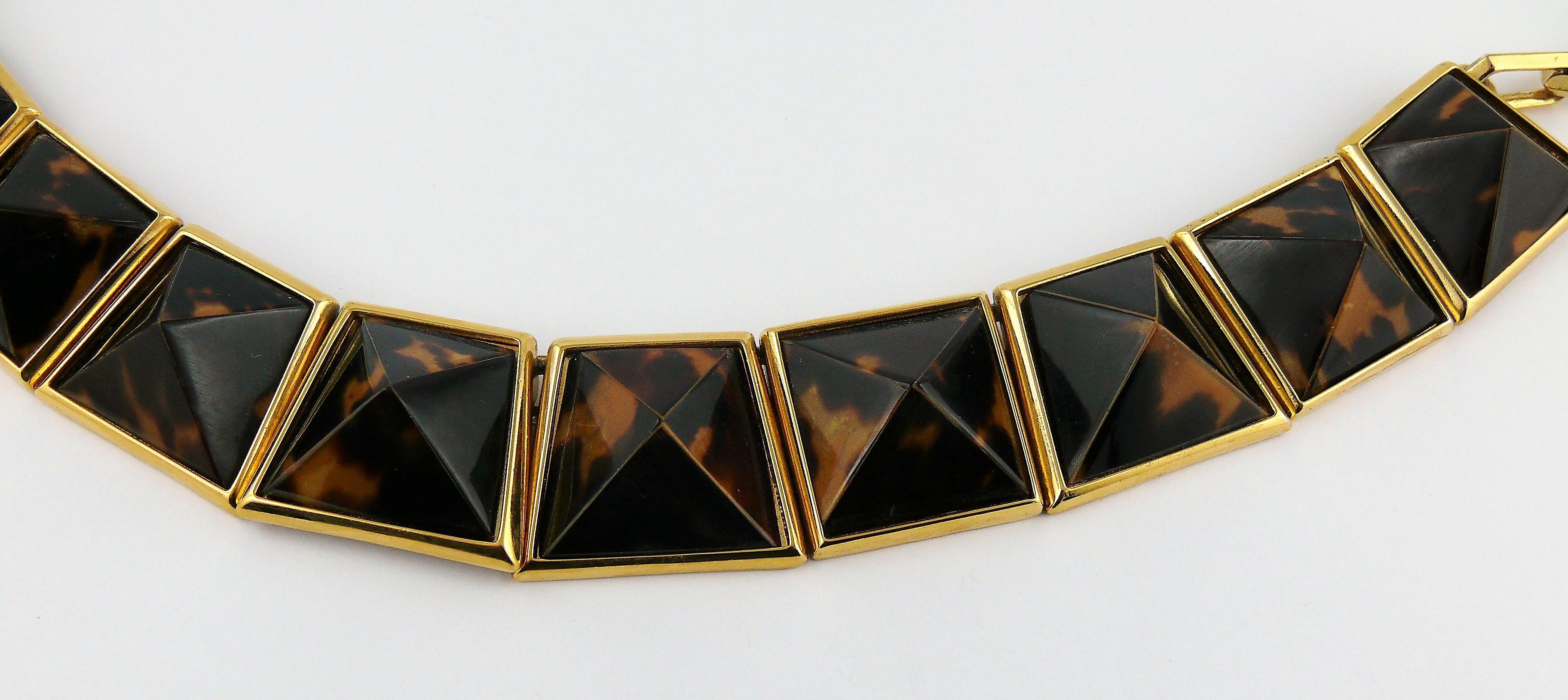 Yves Saint Laurent YSL Vintage Iconic Leopard Pyramid Necklace In Fair Condition For Sale In Nice, FR