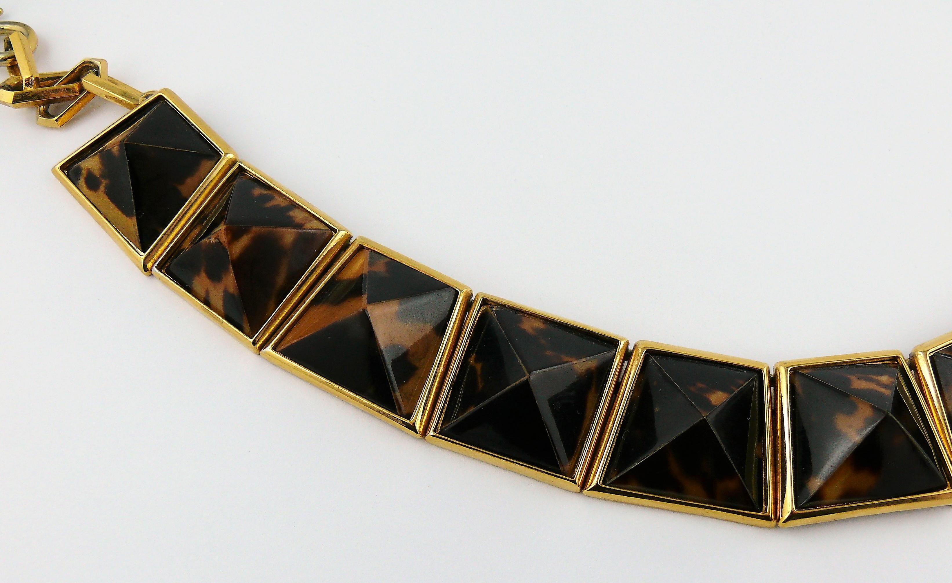 Women's Yves Saint Laurent YSL Vintage Iconic Leopard Pyramid Necklace For Sale