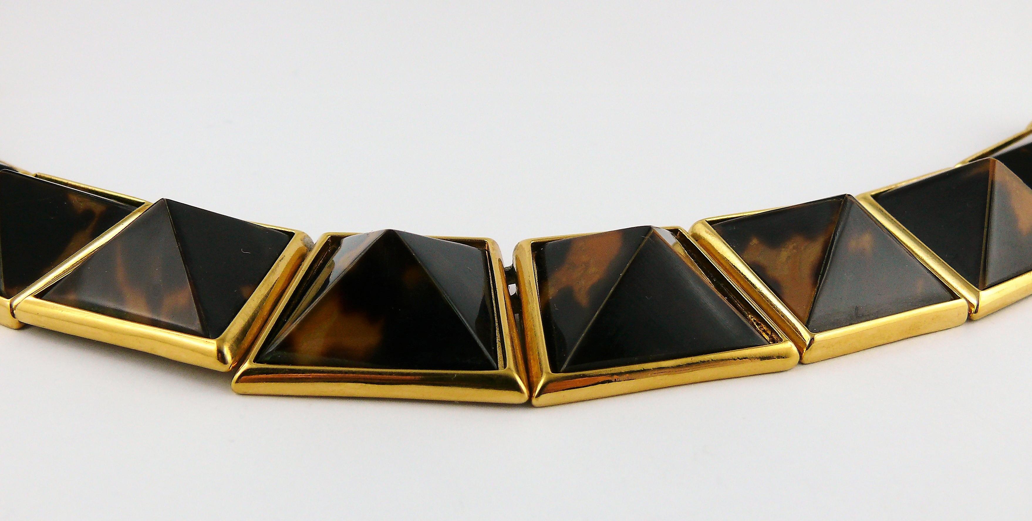 Yves Saint Laurent YSL Vintage Iconic Leopard Pyramid Necklace For Sale 1