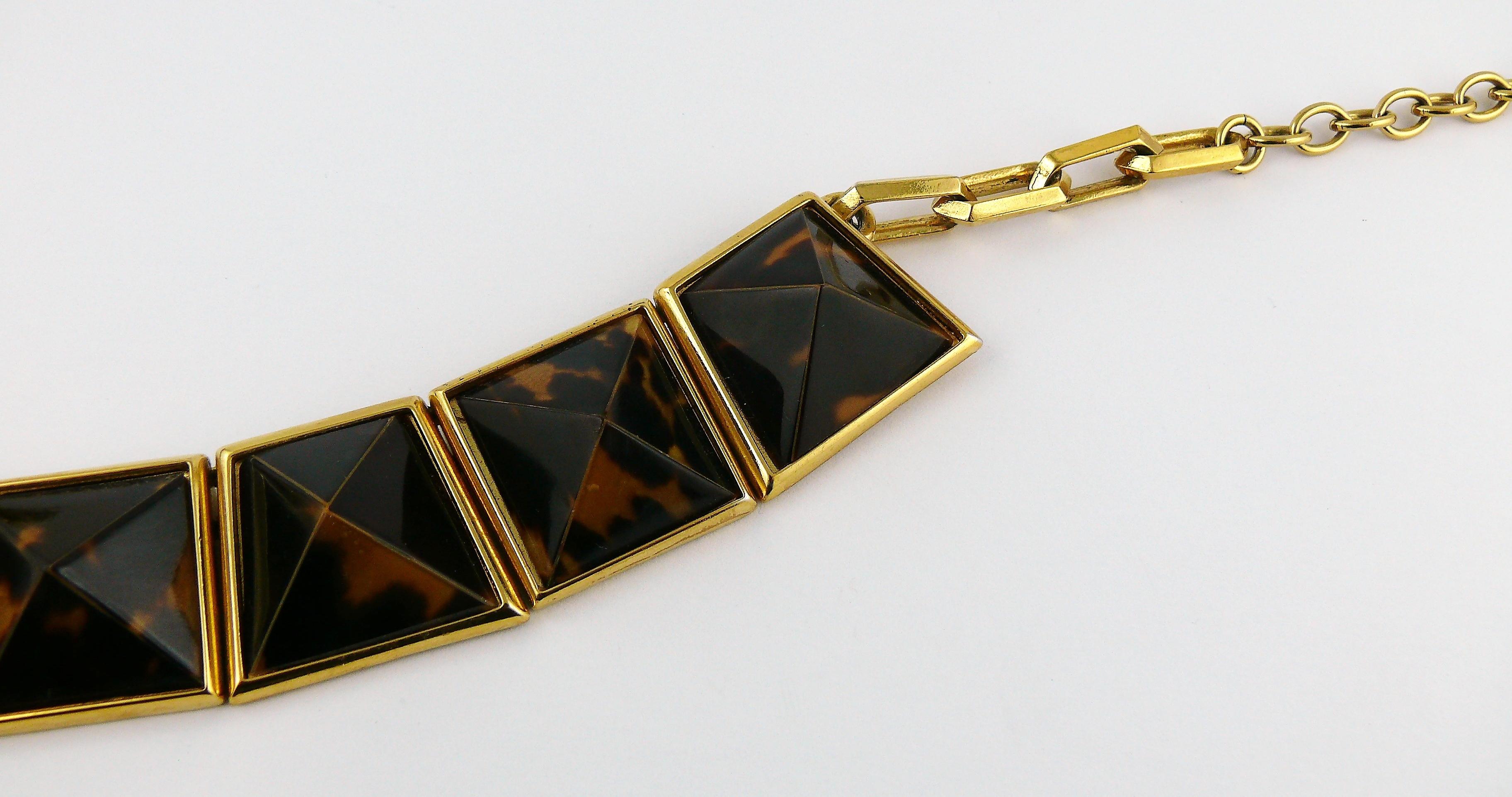 Yves Saint Laurent YSL Vintage Iconic Leopard Pyramid Necklace For Sale 2