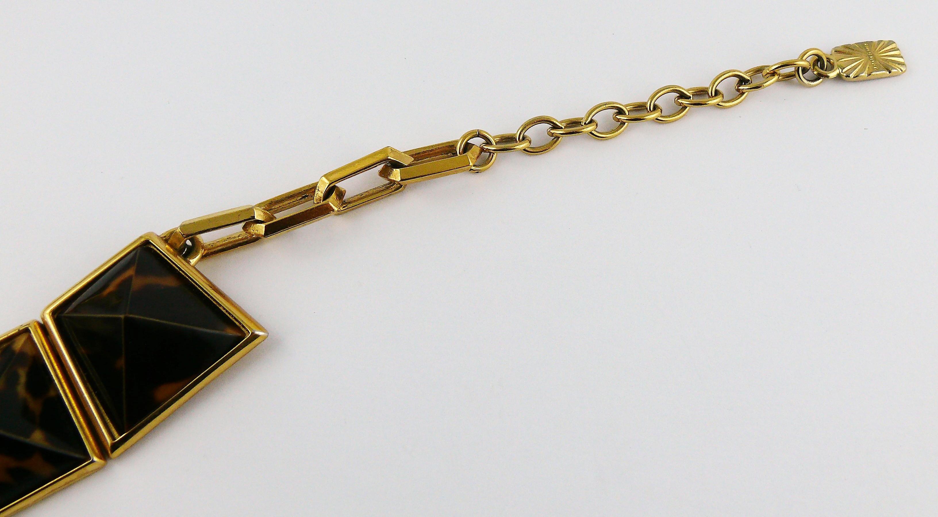 Yves Saint Laurent YSL Vintage Iconic Leopard Pyramid Necklace For Sale 3