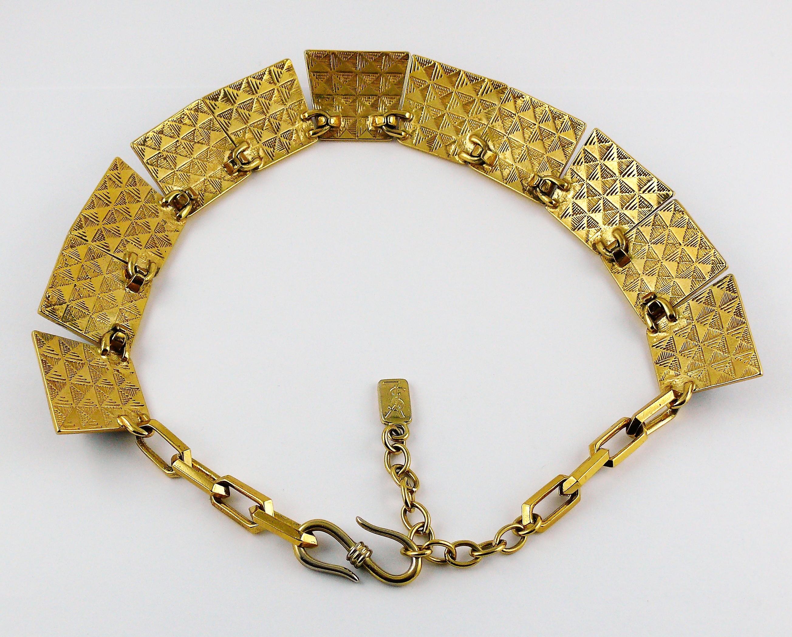 Yves Saint Laurent YSL Vintage Iconic Leopard Pyramid Necklace For Sale 4
