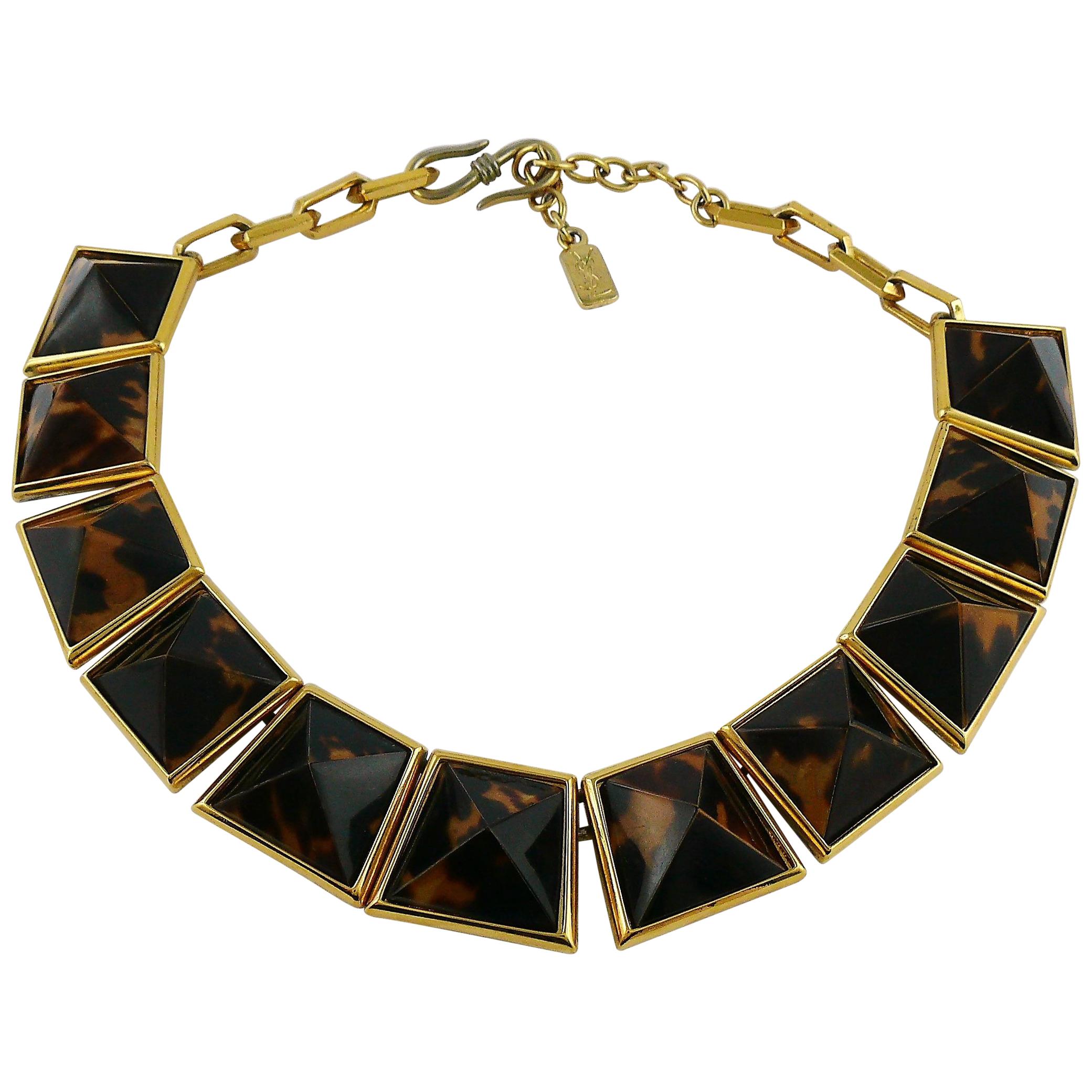 Yves Saint Laurent YSL Collana Iconic Leopard Pyramid Vintage in vendita