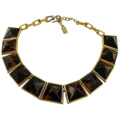 Yves Saint Laurent YSL Vintage Iconic Leopard Pyramid Necklace