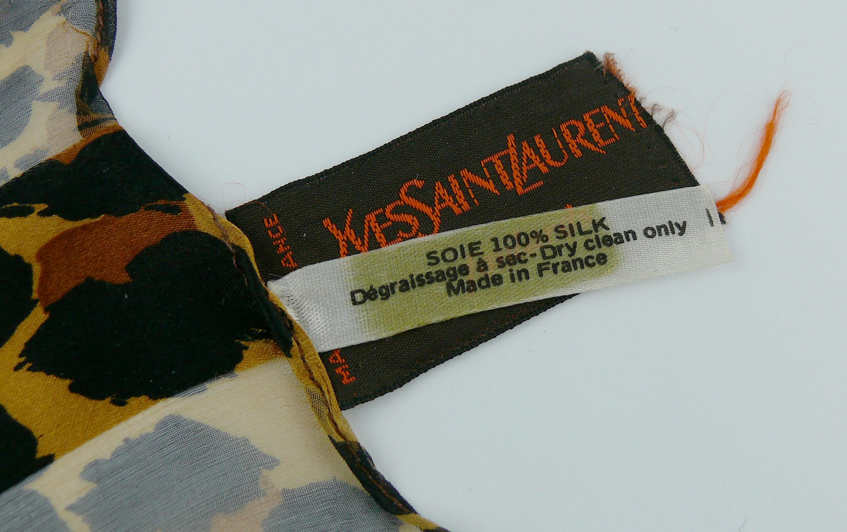 Yves Saint Laurent YSL Vintage Iconic Leopard Striped Sheer Print Stole For Sale 5