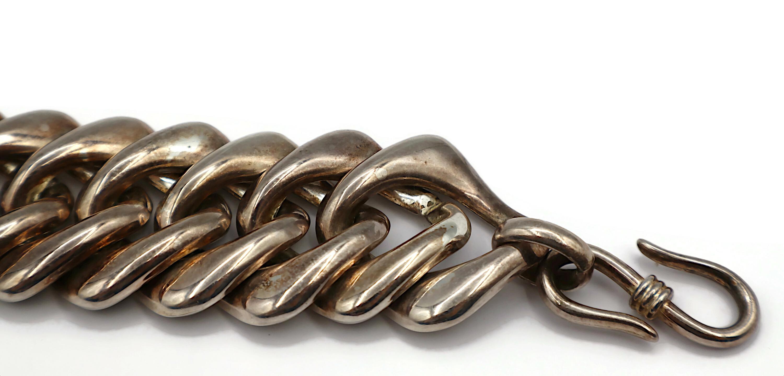 YVES SAINT LAURENT YSL Vintage Iconic Silver Tone Curb Chain Necklace For Sale 11