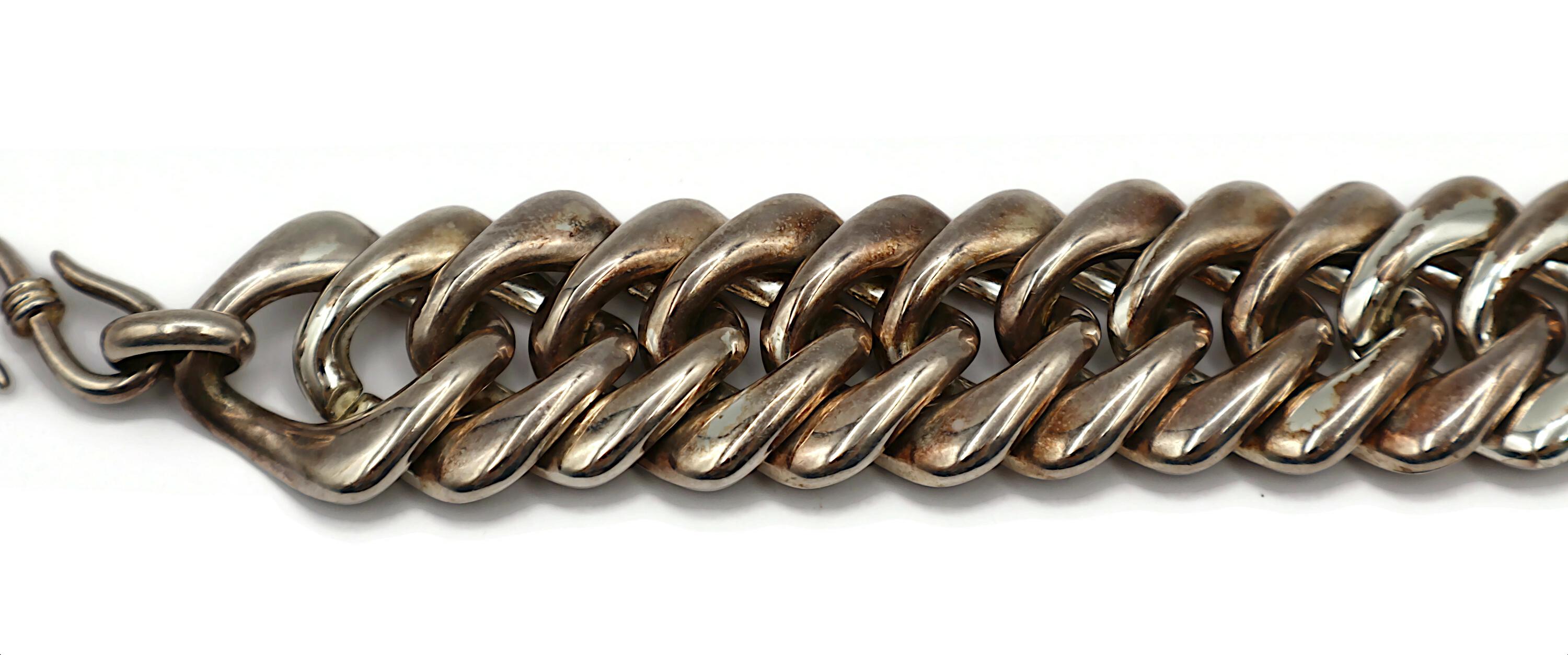 YVES SAINT LAURENT YSL Vintage Iconic Silver Tone Curb Chain Necklace For Sale 1